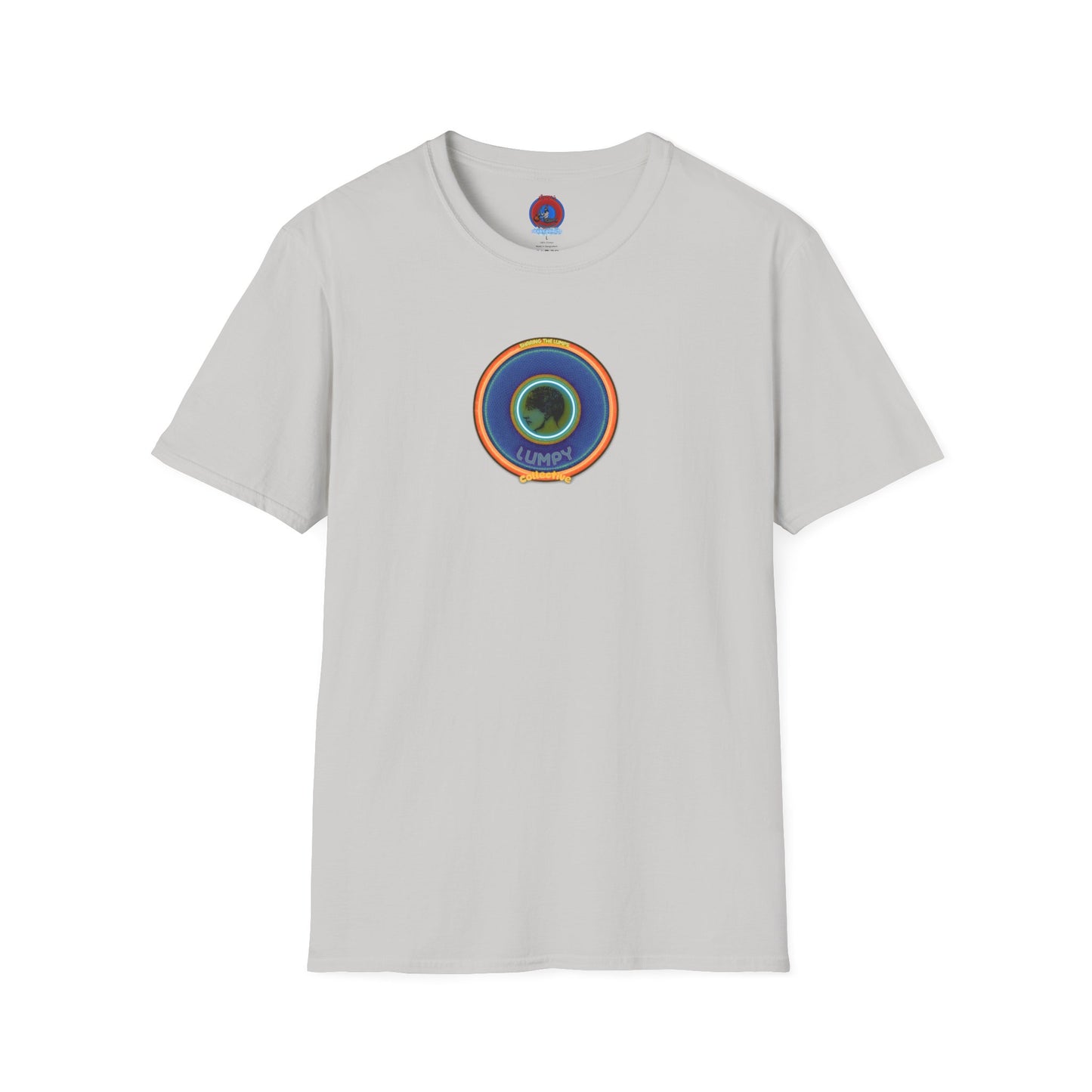 Classic Donut Tee - Unisex Soft-Style - "Lumpy Collective Donut" - blue/orange lumpy donut - variant 4