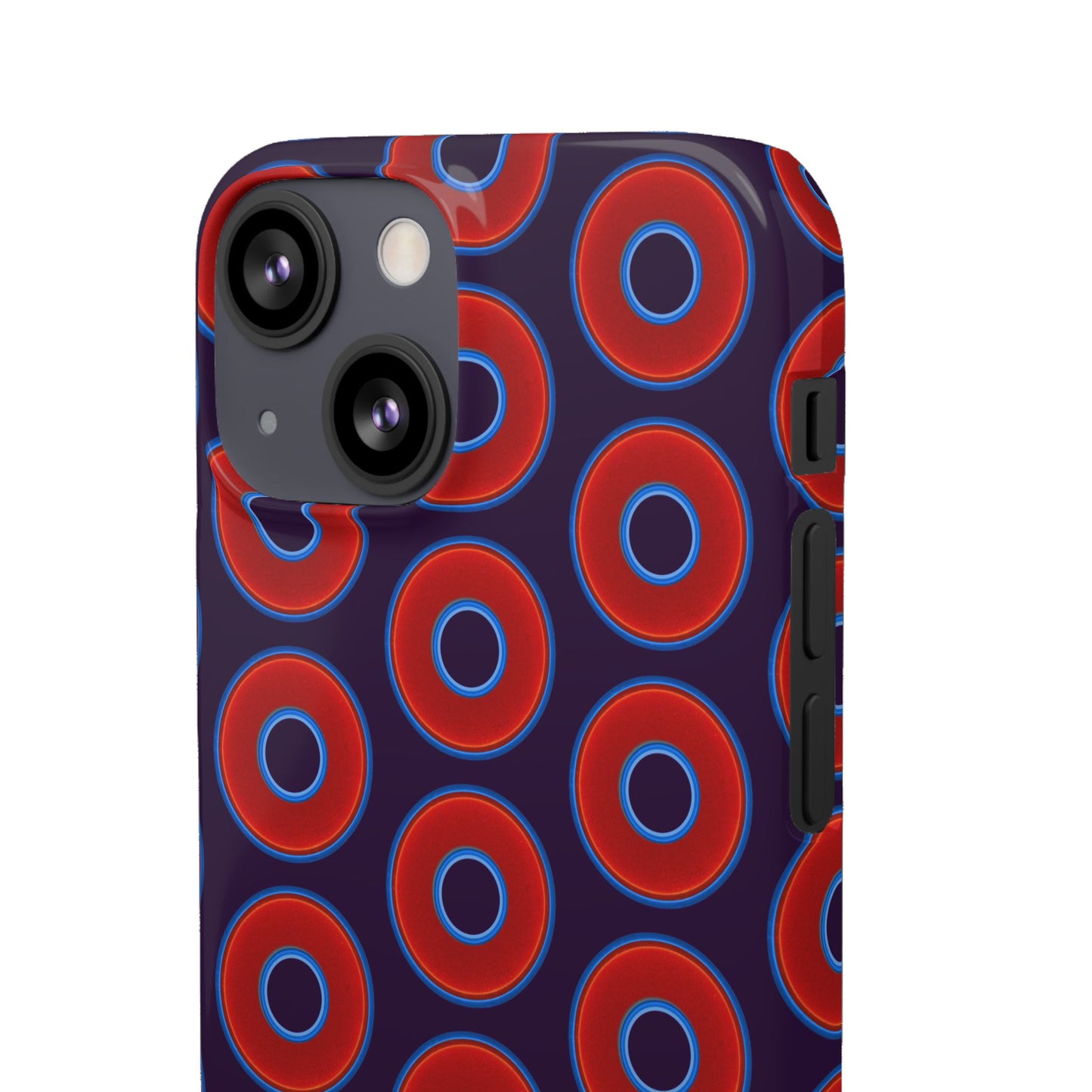 Lumpy Donut Snap Case - red vivid donut print w/midnight purple background