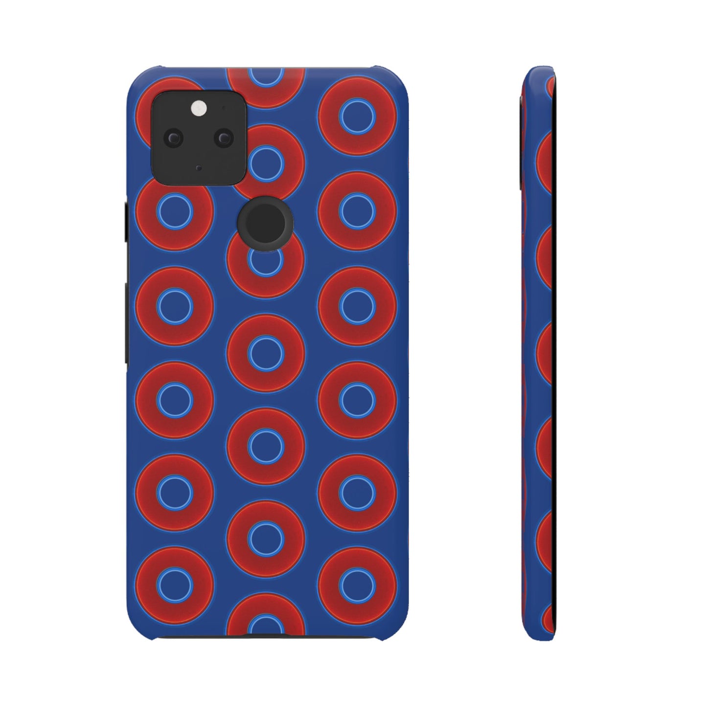 Lumpy Donut Snap Case - red vivid donut print w/dark blue background