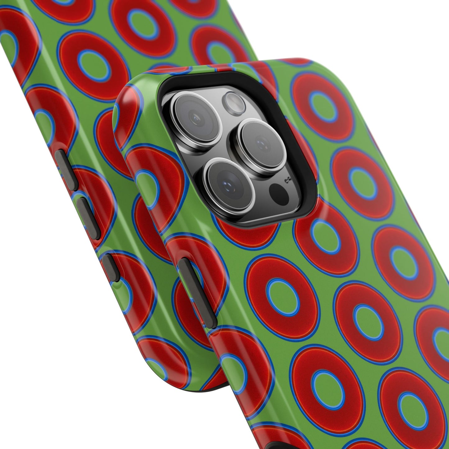 Magnetic Tough Donut Case - red vivid donut print w/light green background