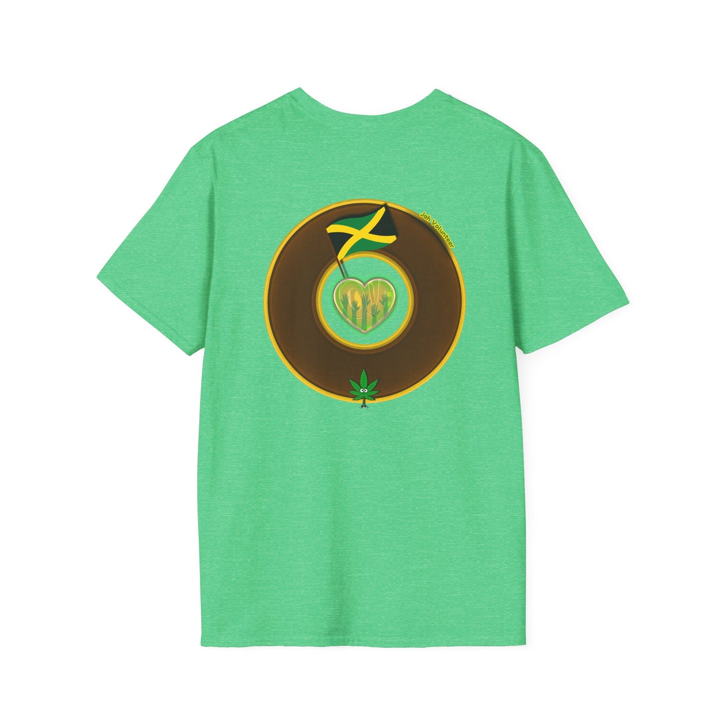 Classic Donut Tee - Unisex Soft-Style - "Jah Volunteers Protect Jah Love... and donuts!" - vivid brown/gold donut