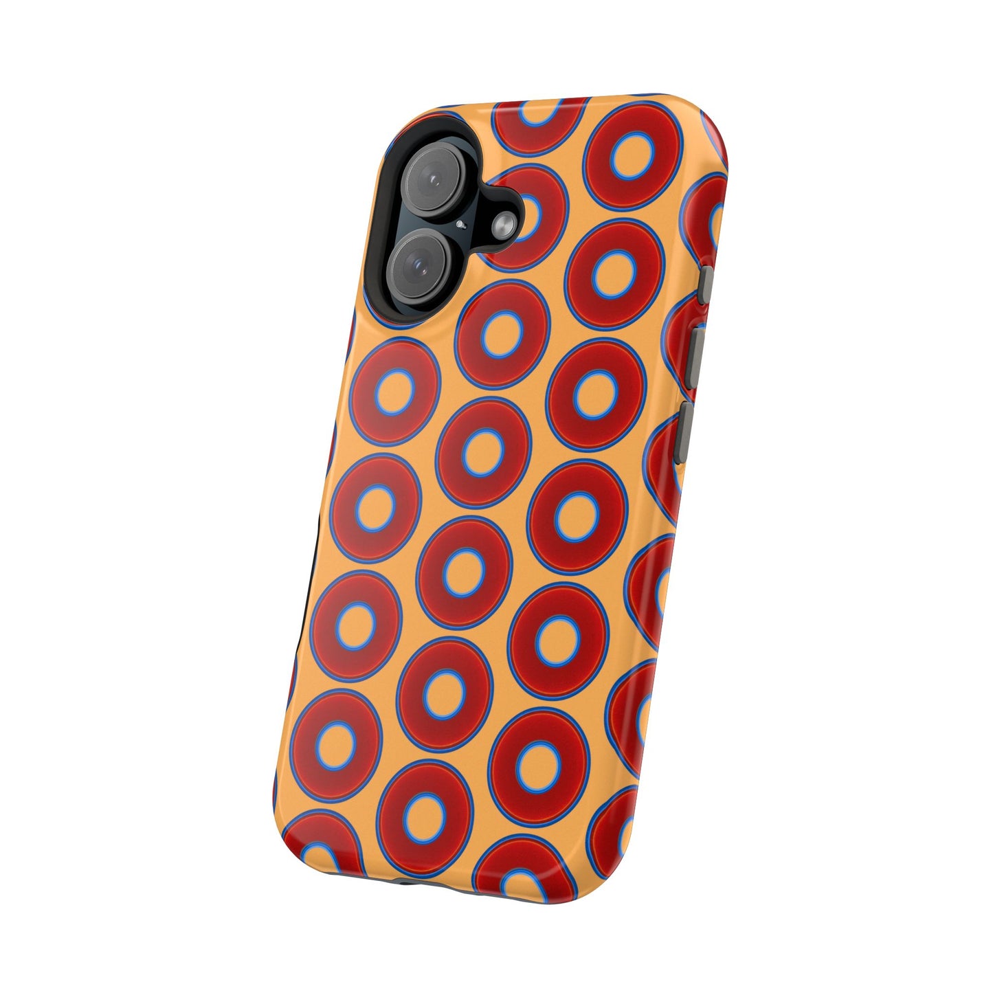 Magnetic Tough Donut Case - red vivid donut print w/creamsicle orange background