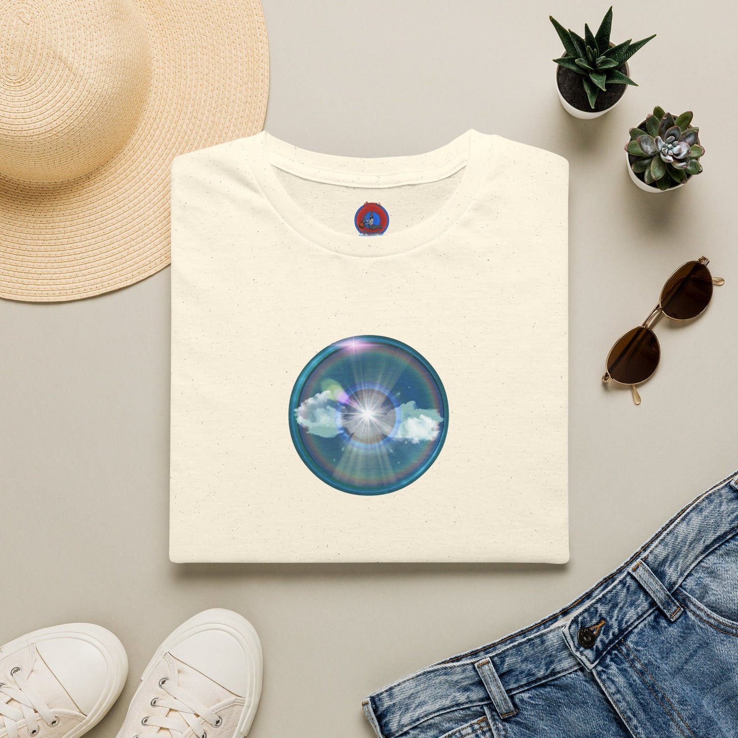 Classic Donut Tee - Unisex Soft-Style - "The Original Divided Donut' - light blue sky donut