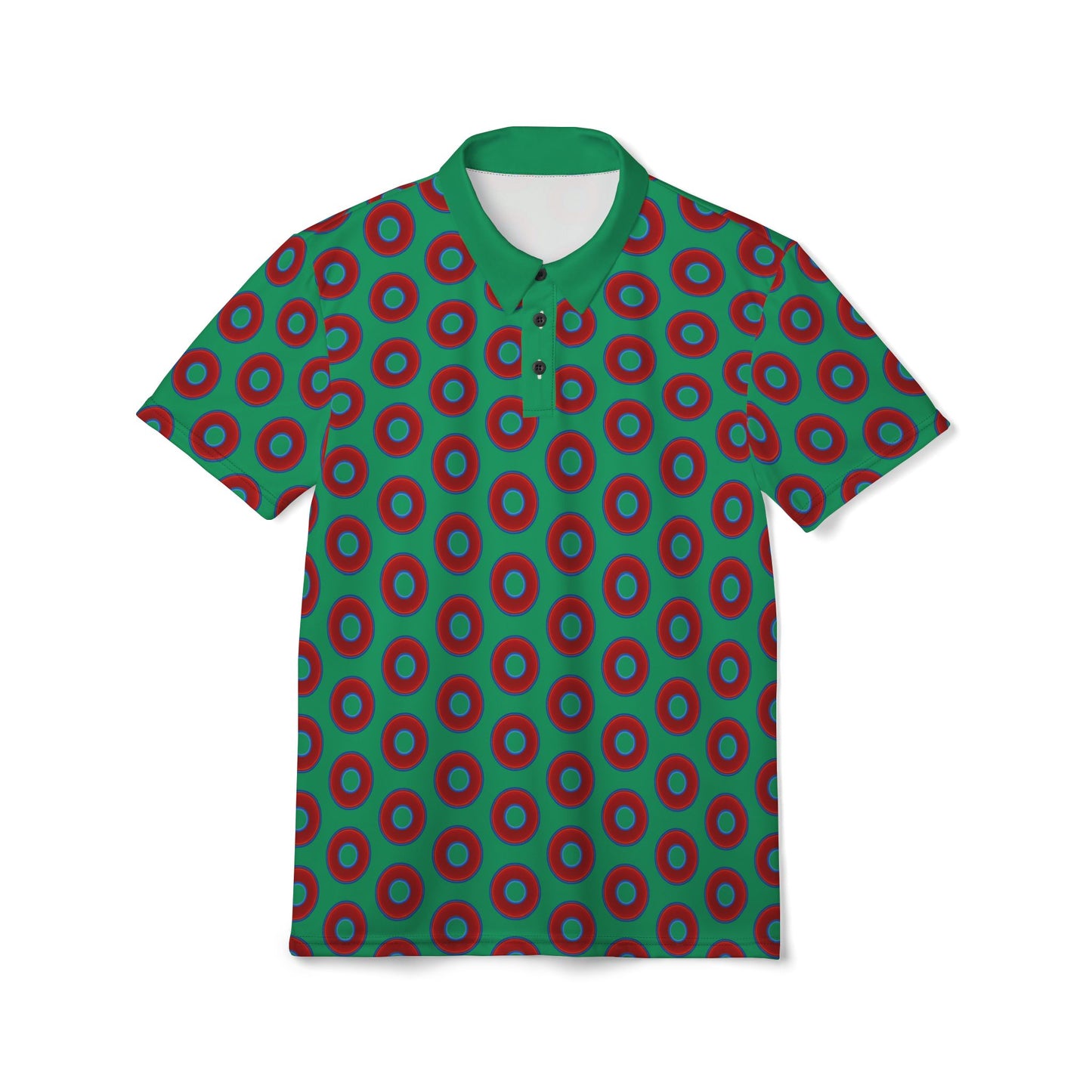 AOP Donut Polo - vivid donut print w/jade green background [unisex]