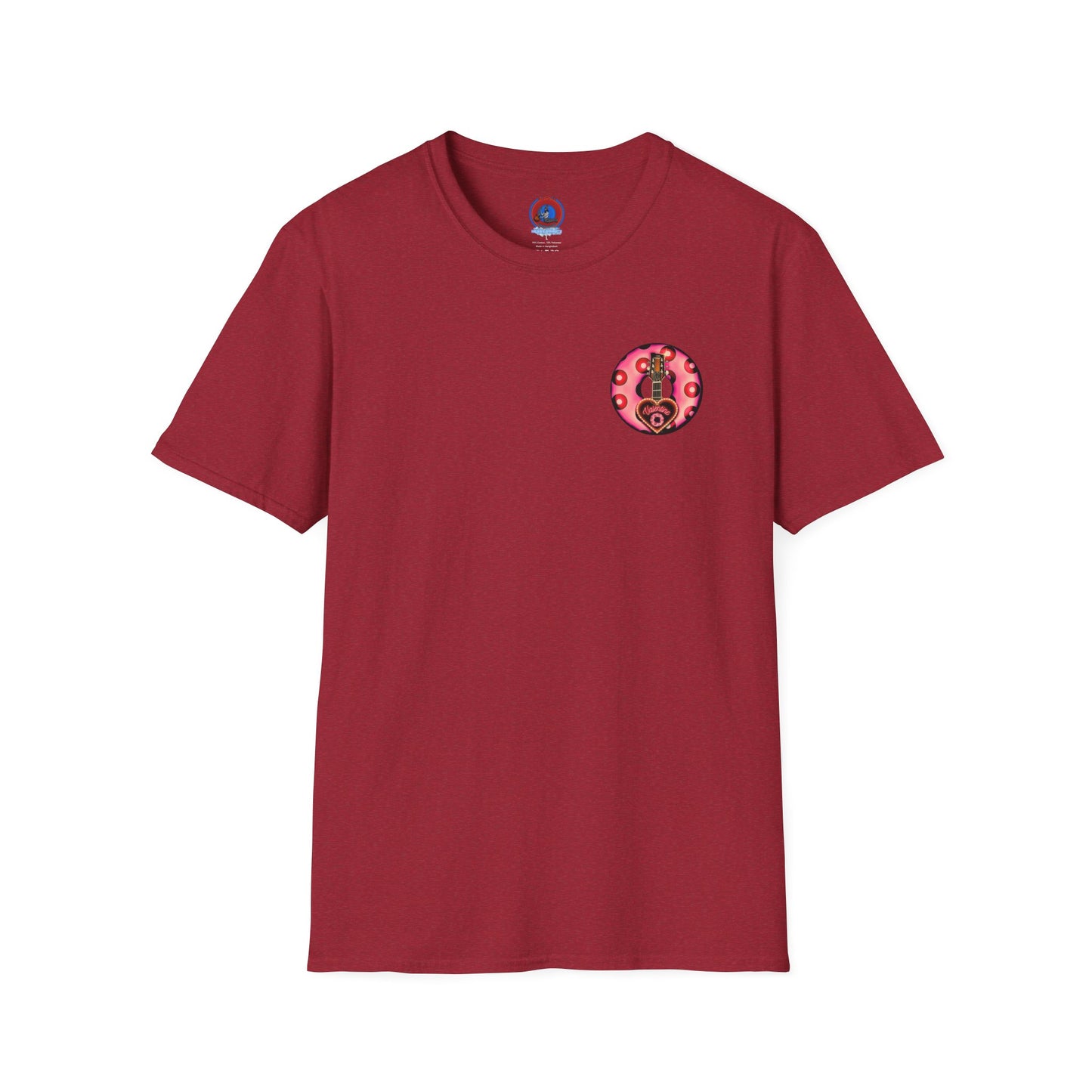 Classic Donut Tee - Unisex Soft-Style - "Would You Be My Donut?" - paradoxical faded magenta/red donut - variant 1