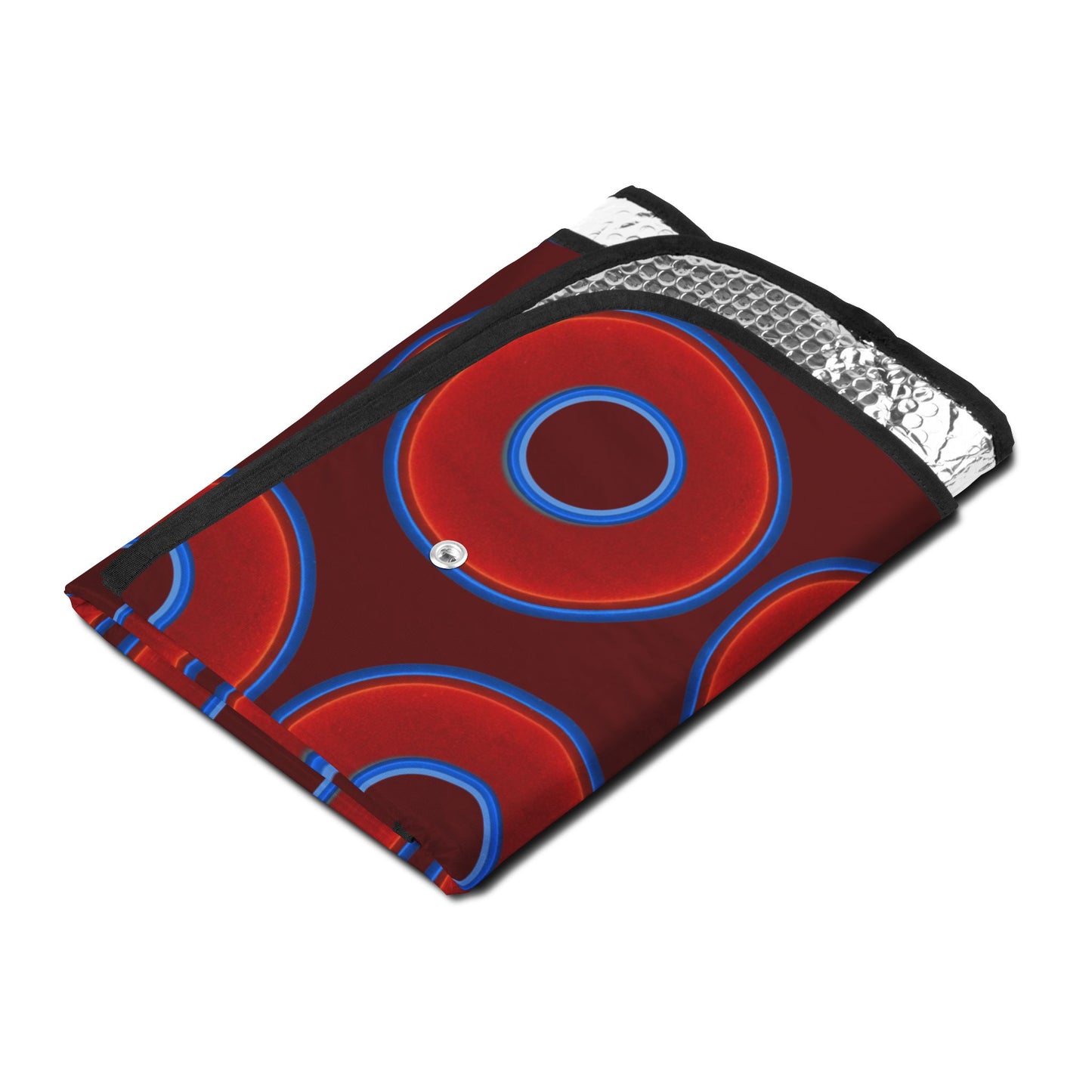 Automotive Donut Sun Shade - red vivid donuts w/dark red background