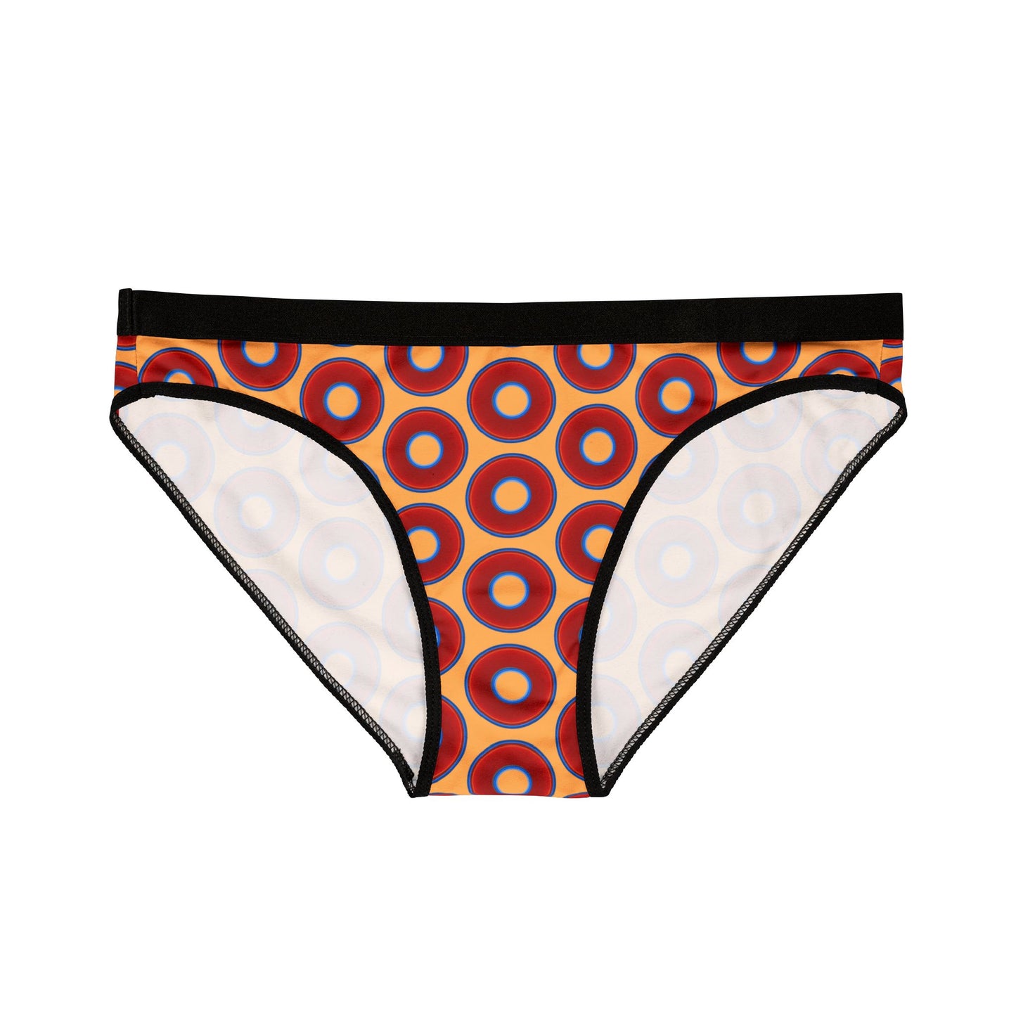 Lumpy Donut Underwear - vivid red donut print w/creamsicle background