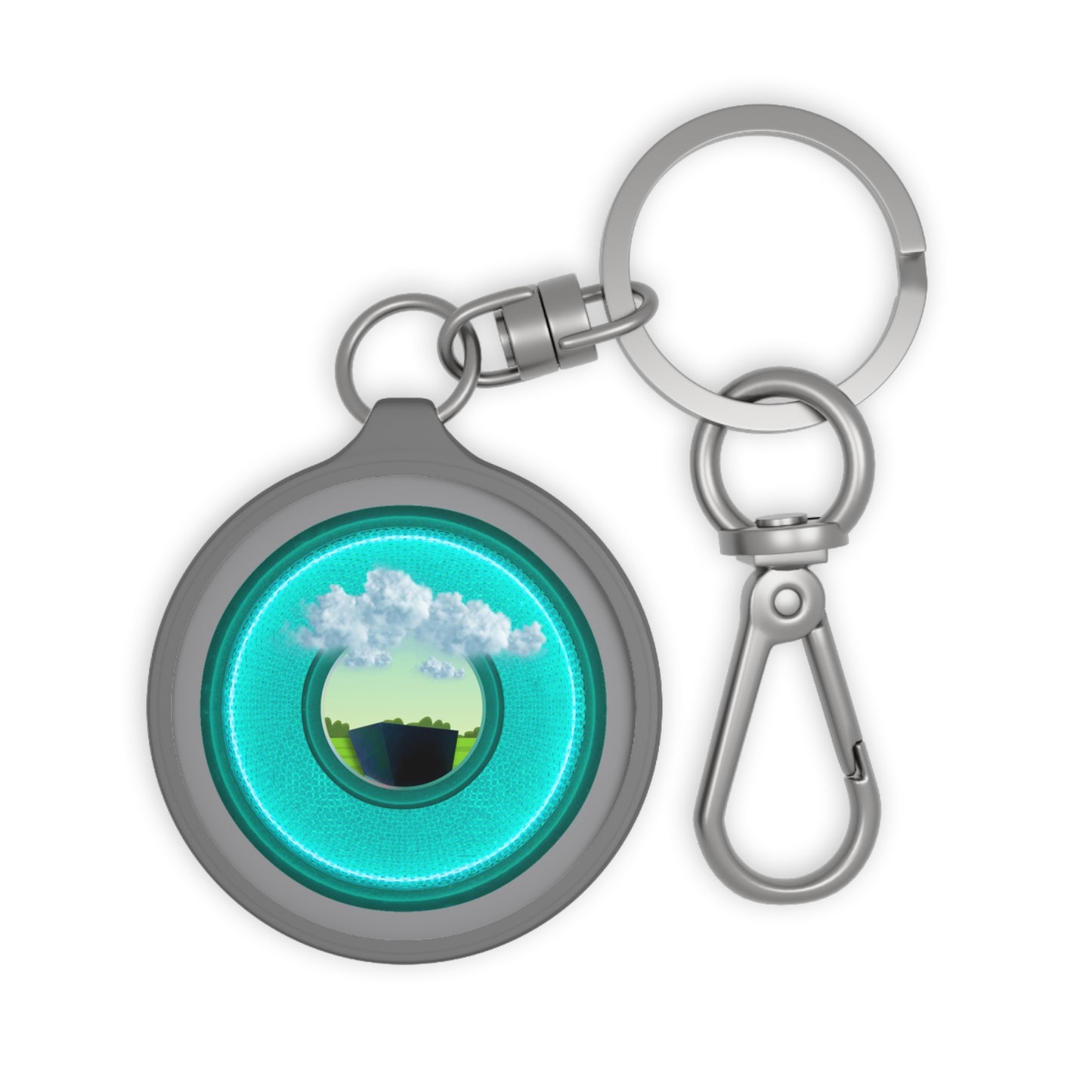Lumpy Donut Keychain - "Got Rhombus? " - series 1.0 - variant 5 - turquoise/teal donut