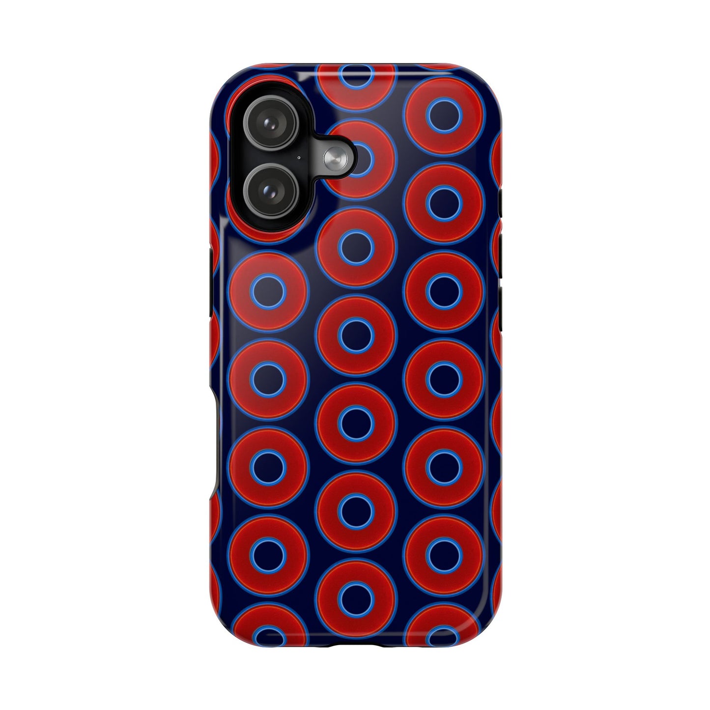 Magnetic Tough Donut Case - red vivid donut print w/dark navy blue background