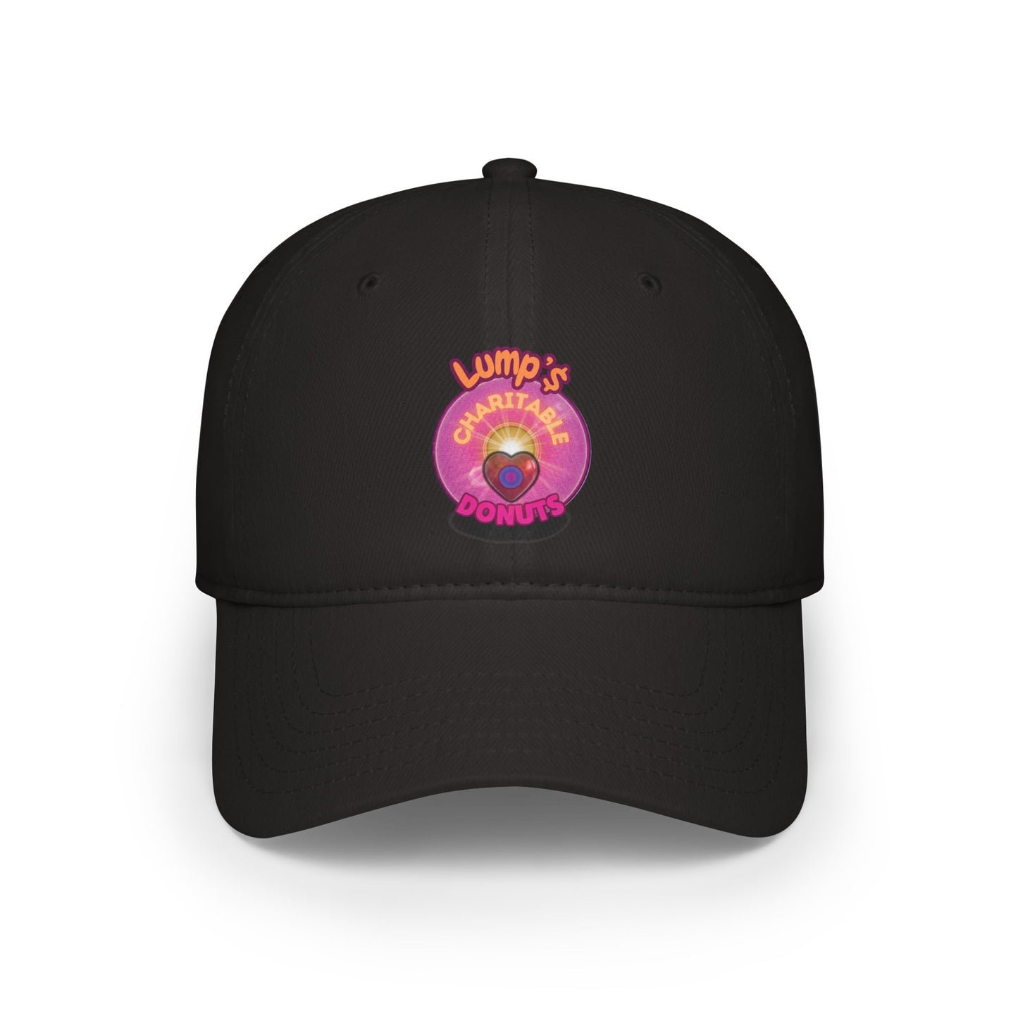 Lumpy Donut Baseball Cap - "Lump's Charitable Donut" - vivid magenta hexadonut w/ [*charitable donut]