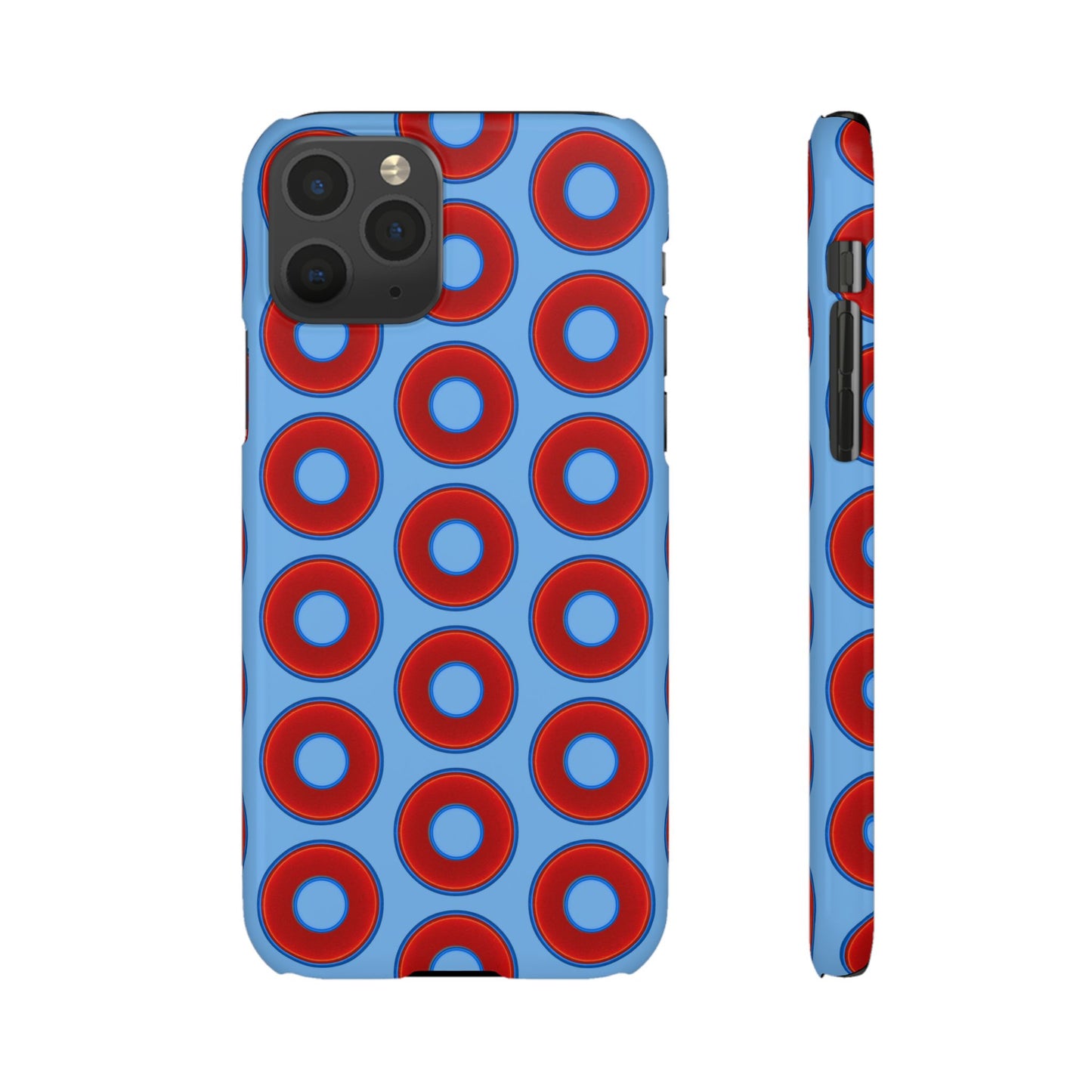 Lumpy Donut Snap Case - red vivid donut print w/light blue background