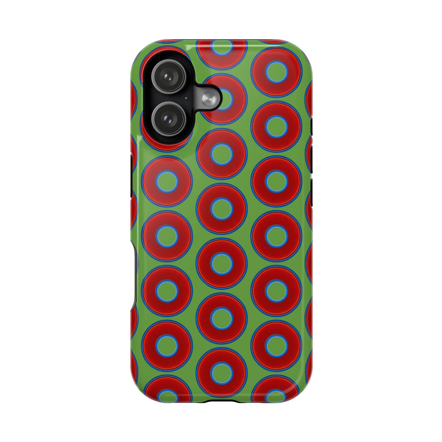 Magnetic Tough Donut Case - red vivid donut print w/light green background