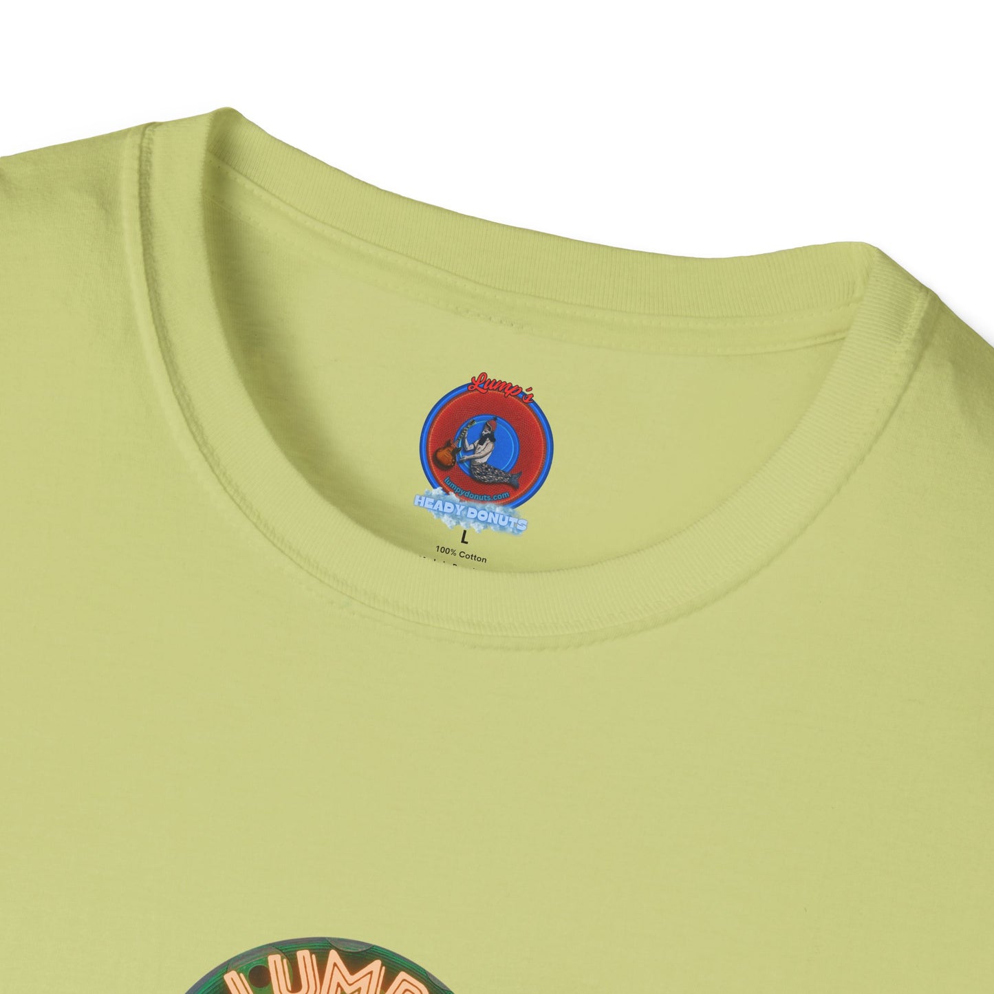 Lumpy Coffee Traders Tee - Unisex Soft-Style - "Taboo, taboot!" - paradoxical donut logo & Taboot print on back - variant 2 - logo front/taboo, taboot back