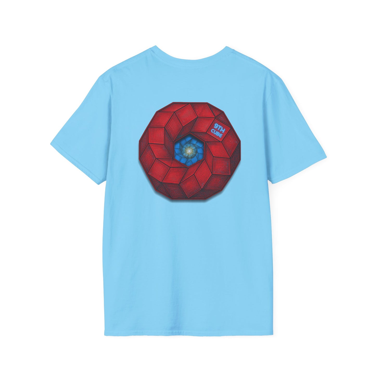 Classic Donut Tee - Unisex Soft-Style - "The 9th Donut" - rustic red/blue cubed donut - variant 2
