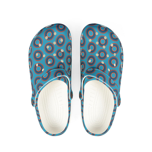 Spatchcocks - donut slip-on shoes - blue rustic donuts w/turquoise background [unisex]