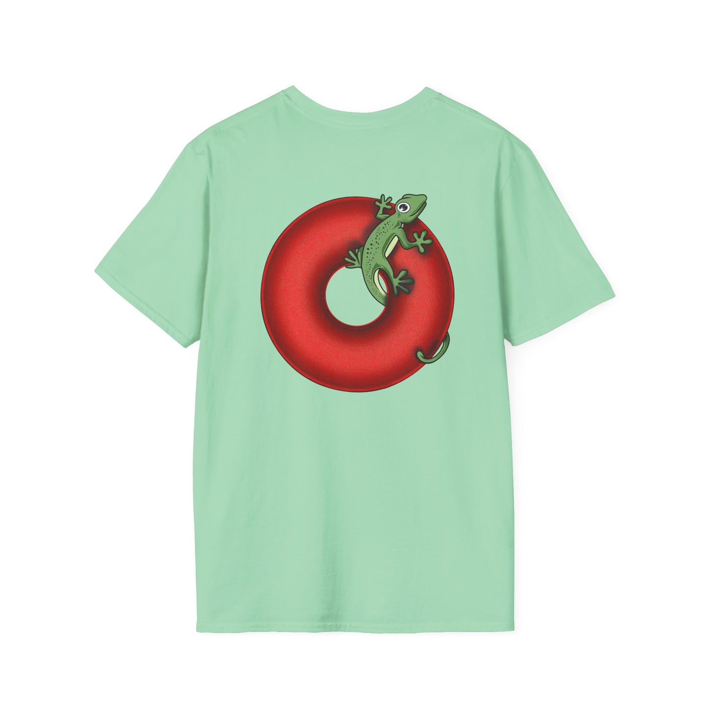 Classic Donut Tee - Unisex Soft-Style - "Practically Extinct Tee Shirt" - plump vivid red donut - variant 1