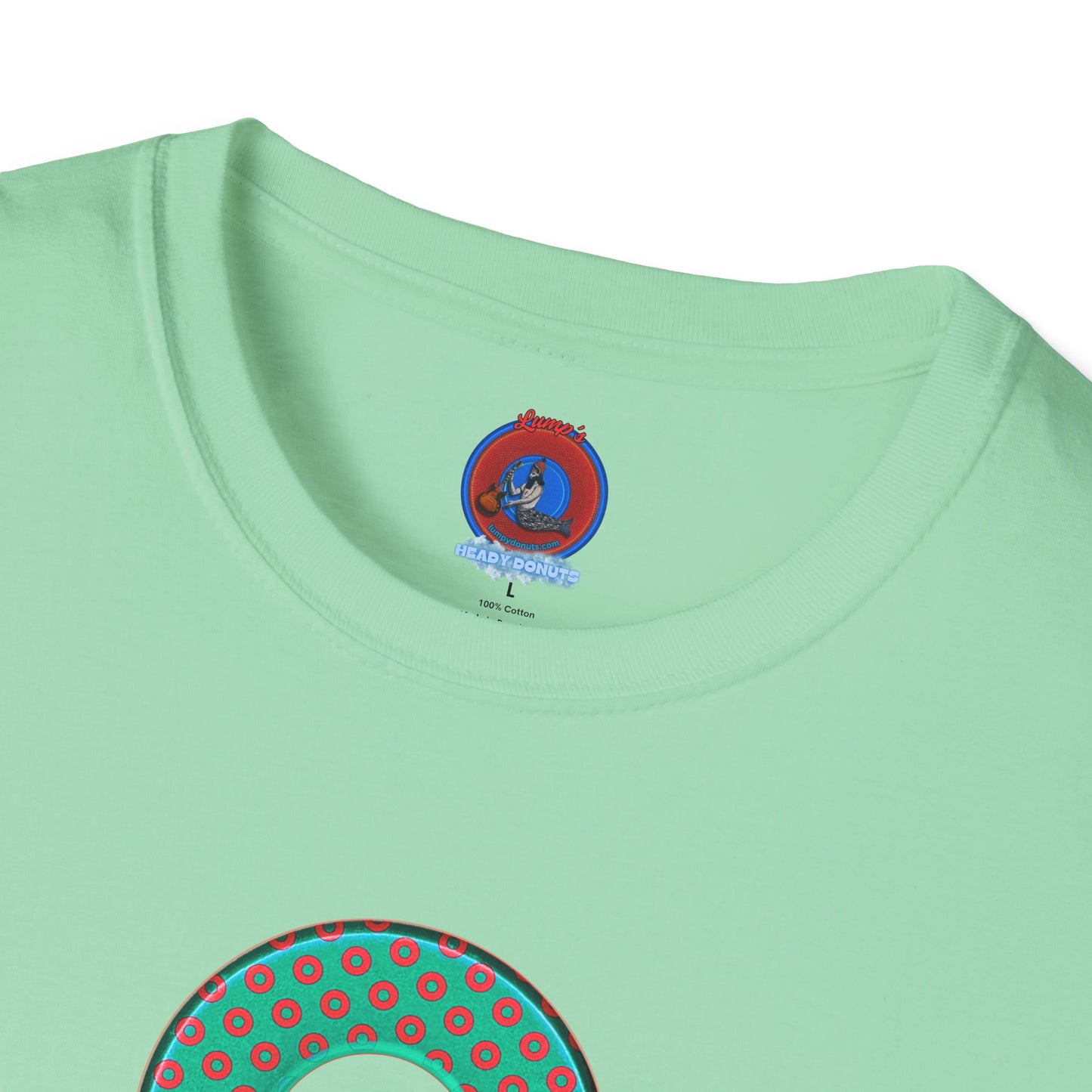 Plain Donuts/Unisex Soft-Style - "Plain Electric Paradoxical Donuts" - light green/red donuts