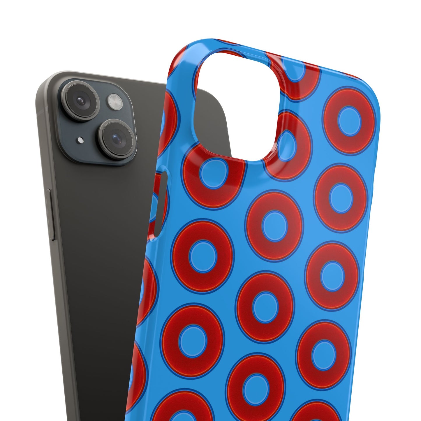 Lumpy Donut Snap Case - red vivid donut print w/sky royal blue background
