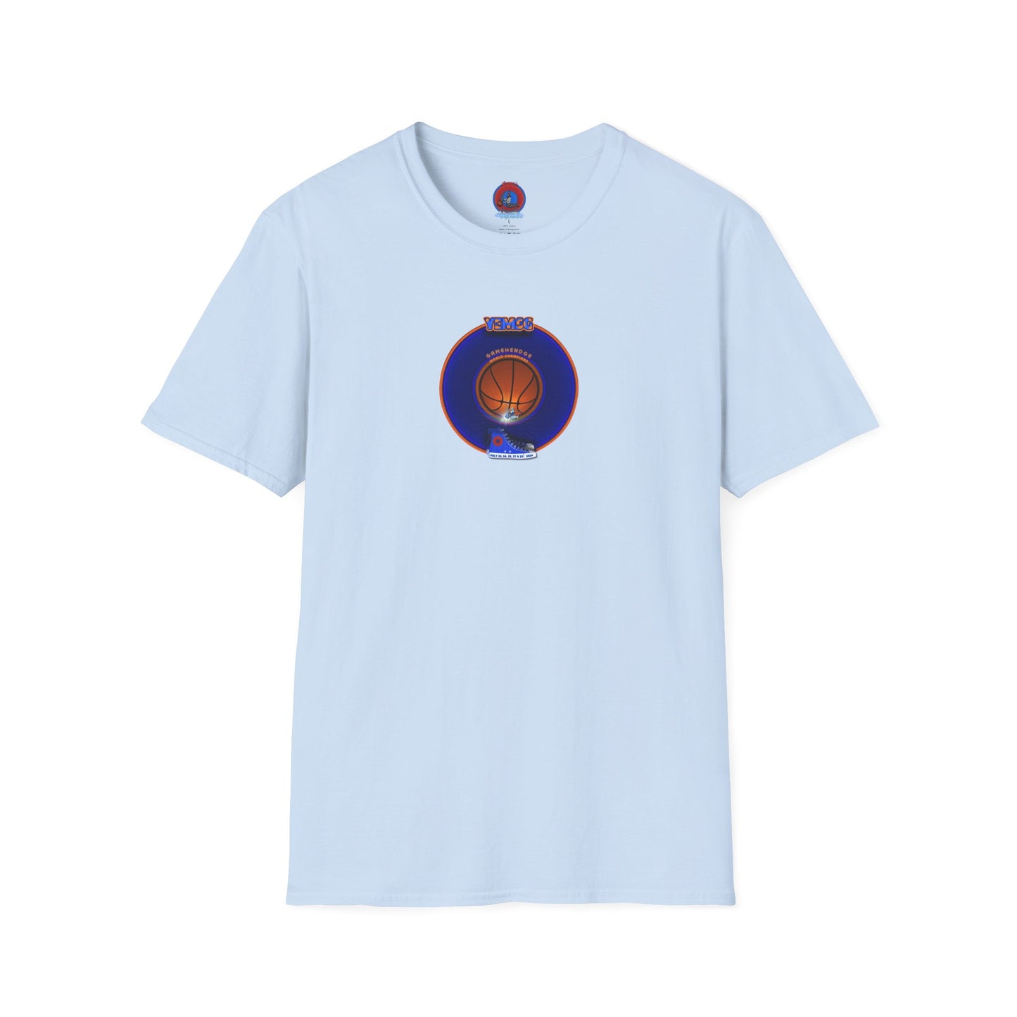 Classic Donut Tee - Unisex Soft-Style - "Diedrich Knickerbocker's Donut" - vivid blue/orange donut - variant 1