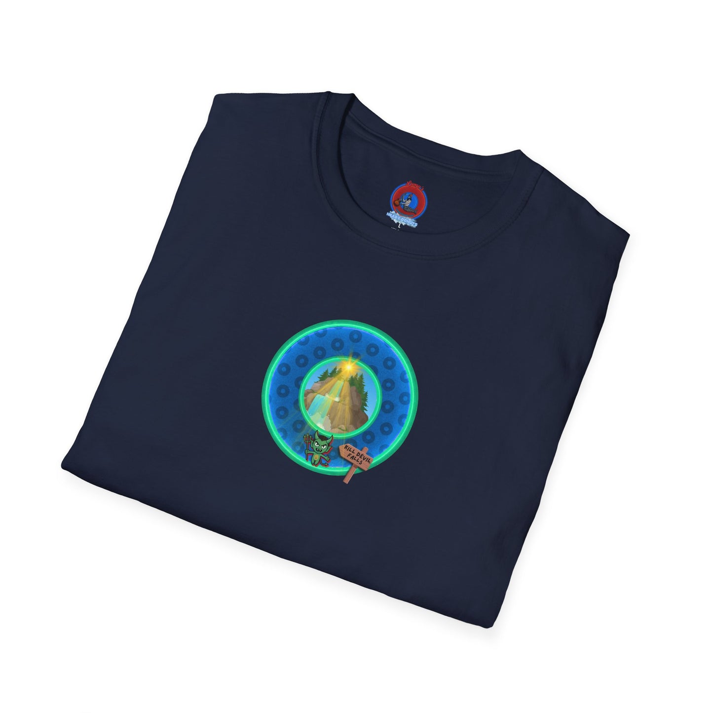 Classic Donut Tee - Unisex Soft-Style - "Devil's Drowning Donuts" - blue/green paradox donut