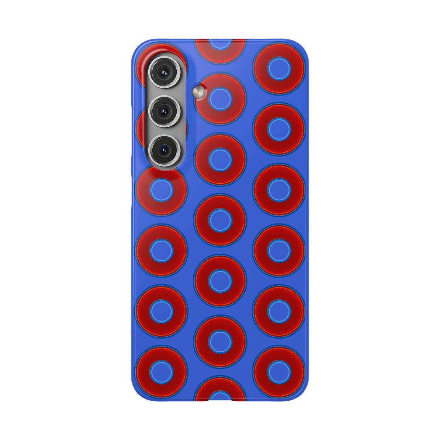 Lumpy Donut Snap Case - red vivid donut print w/royal blue background