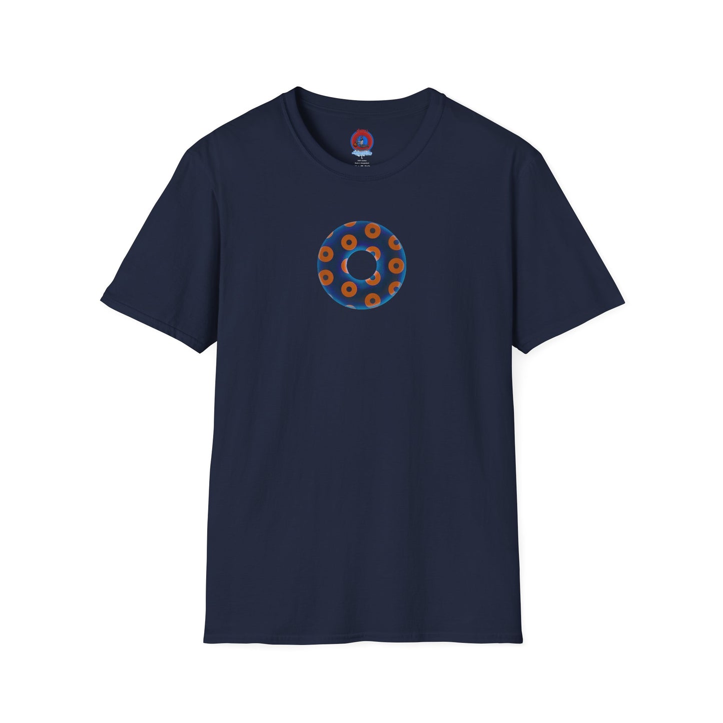 Plain Donuts/Unisex Soft-Style - "Plain Blimpy Paradoxical Donuts" - dark royal blue/orange donuts