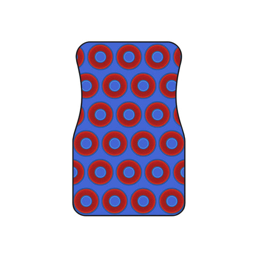 Contacted Car Mats - vivid donut print w/royal blue background