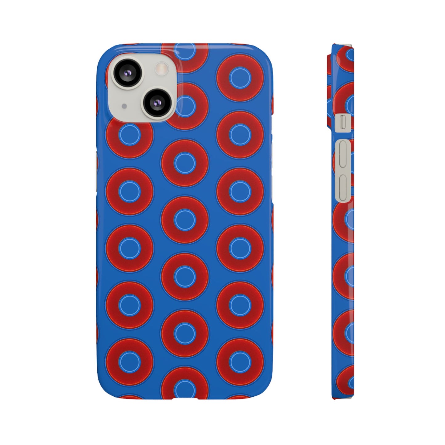 Lumpy Donut Snap Case - red vivid donut print w/dark royal background