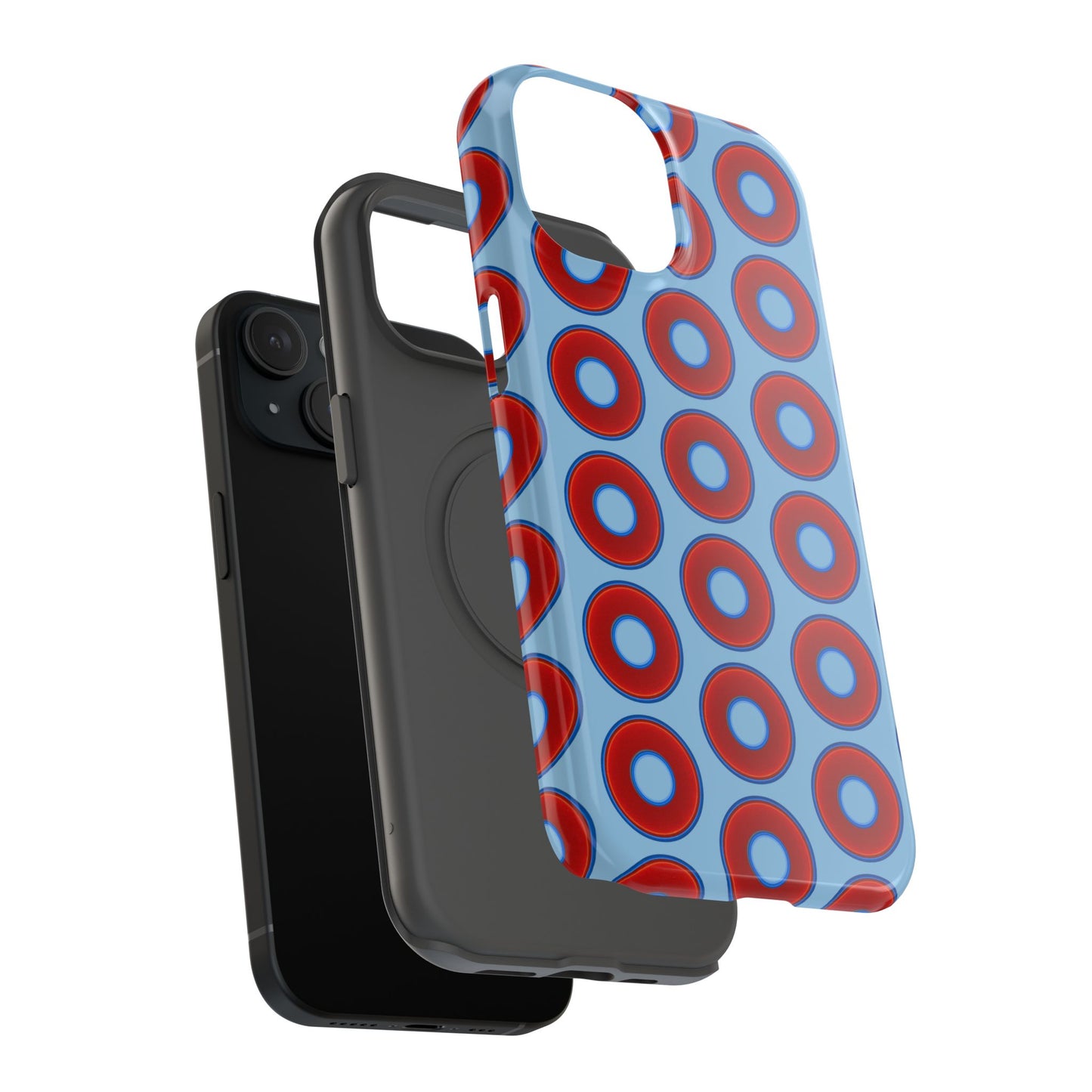 Impact-Resistant Lumpy Donut Case - red vivid donut print w/sky blue background