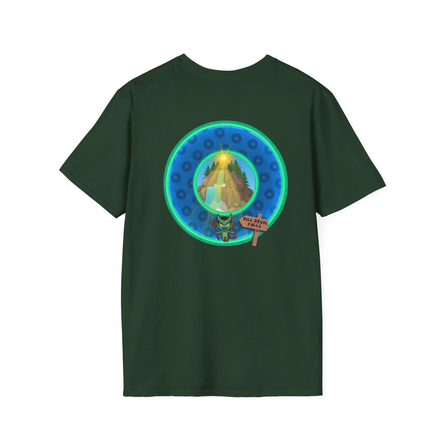 Classic Donut Tee - Unisex Soft-Style - "Devil's Drowning Donuts" - blue/green paradox donut
