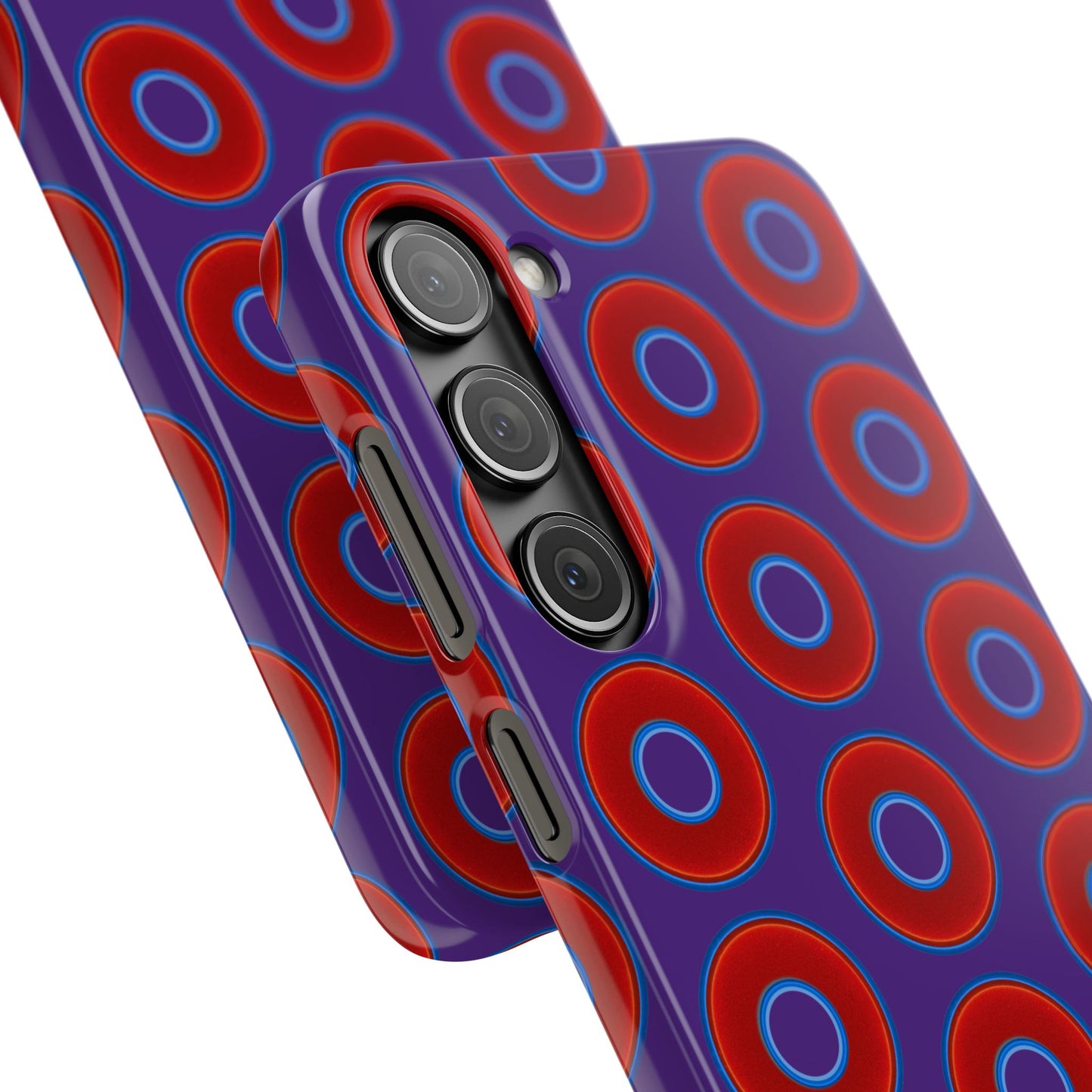 Lumpy Donut Snap Case - red vivid donut print w/dark purple background