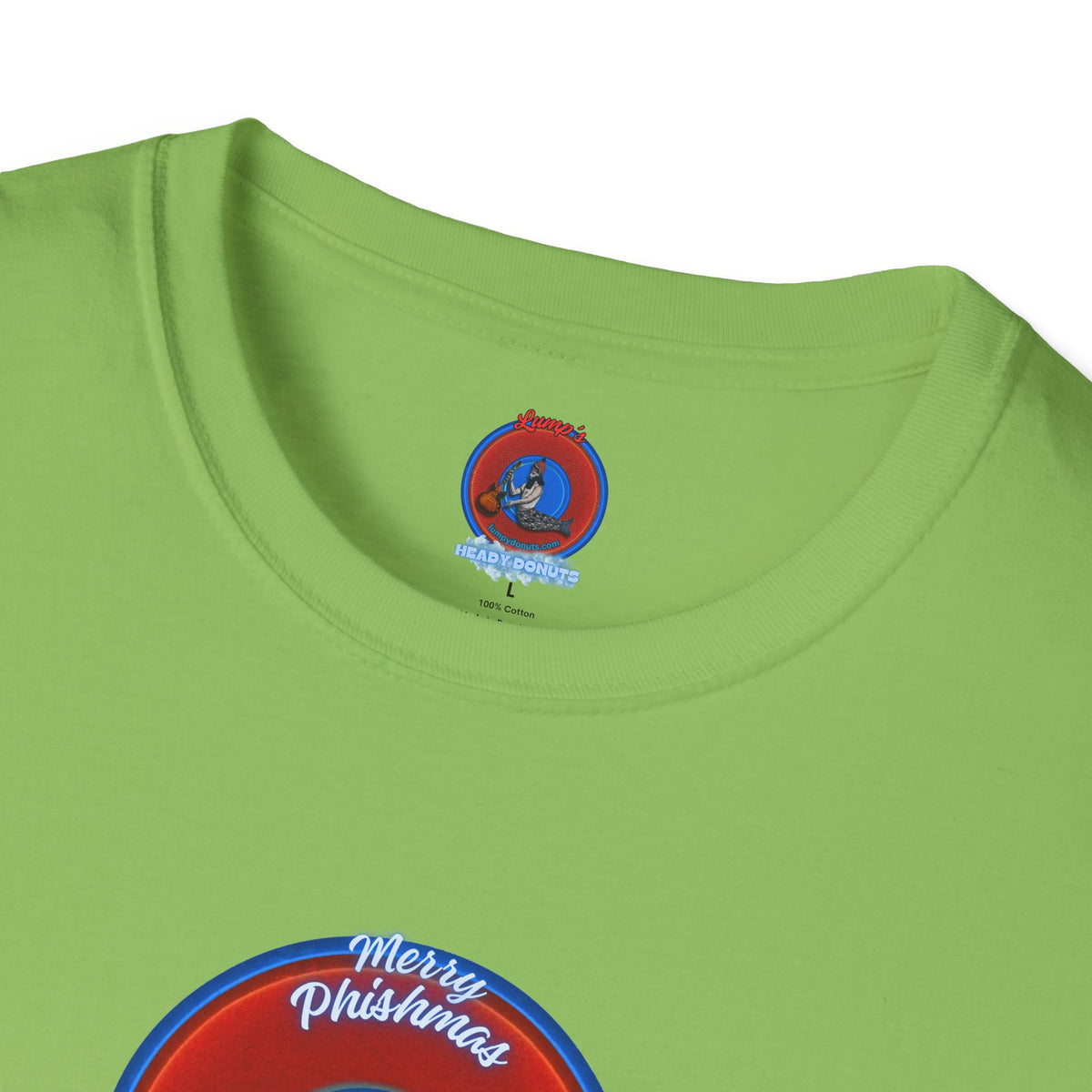 Classic Donut Tee - Unisex Soft-Style - "Phishmas Caroler's Tee " - vivid red/blue donut - variant 2
