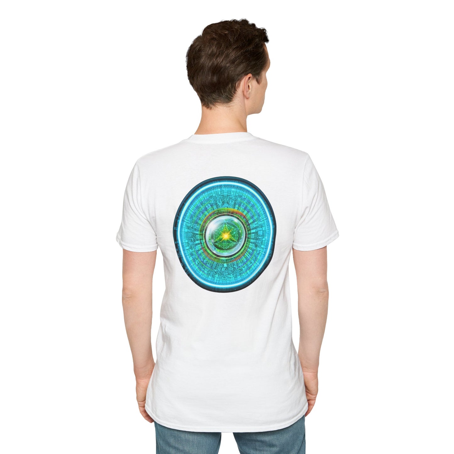 Classic Donut Tee - Unisex Soft-Style - "Donut of Life Tee" - vivid turquoise tube donut - variant 1
