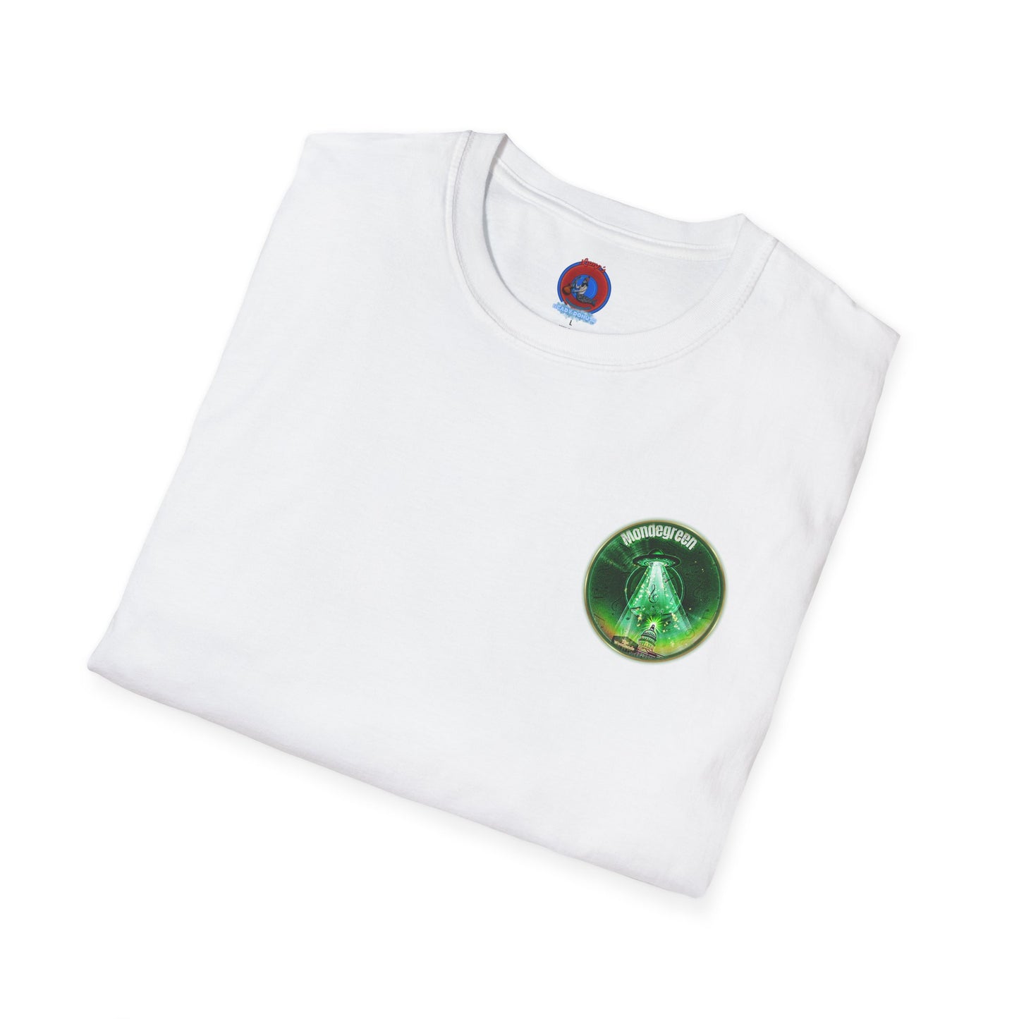Classic Donut Tee - Unisex Soft-Style - "Close Encounters of the Delaware kind - Mondegreen Donut"  " variant 2 - green donut