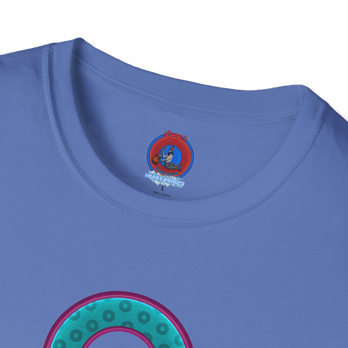 Plain Donuts/Unisex Soft-Style - "Plain Wide Mouthed Paradoxical Donuts" - teal/purple donuts