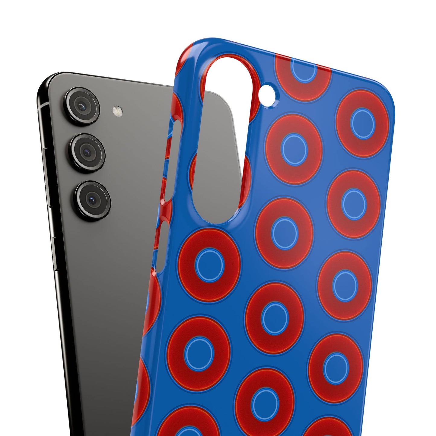 Lumpy Donut Snap Case - red vivid donut print w/dark royal background
