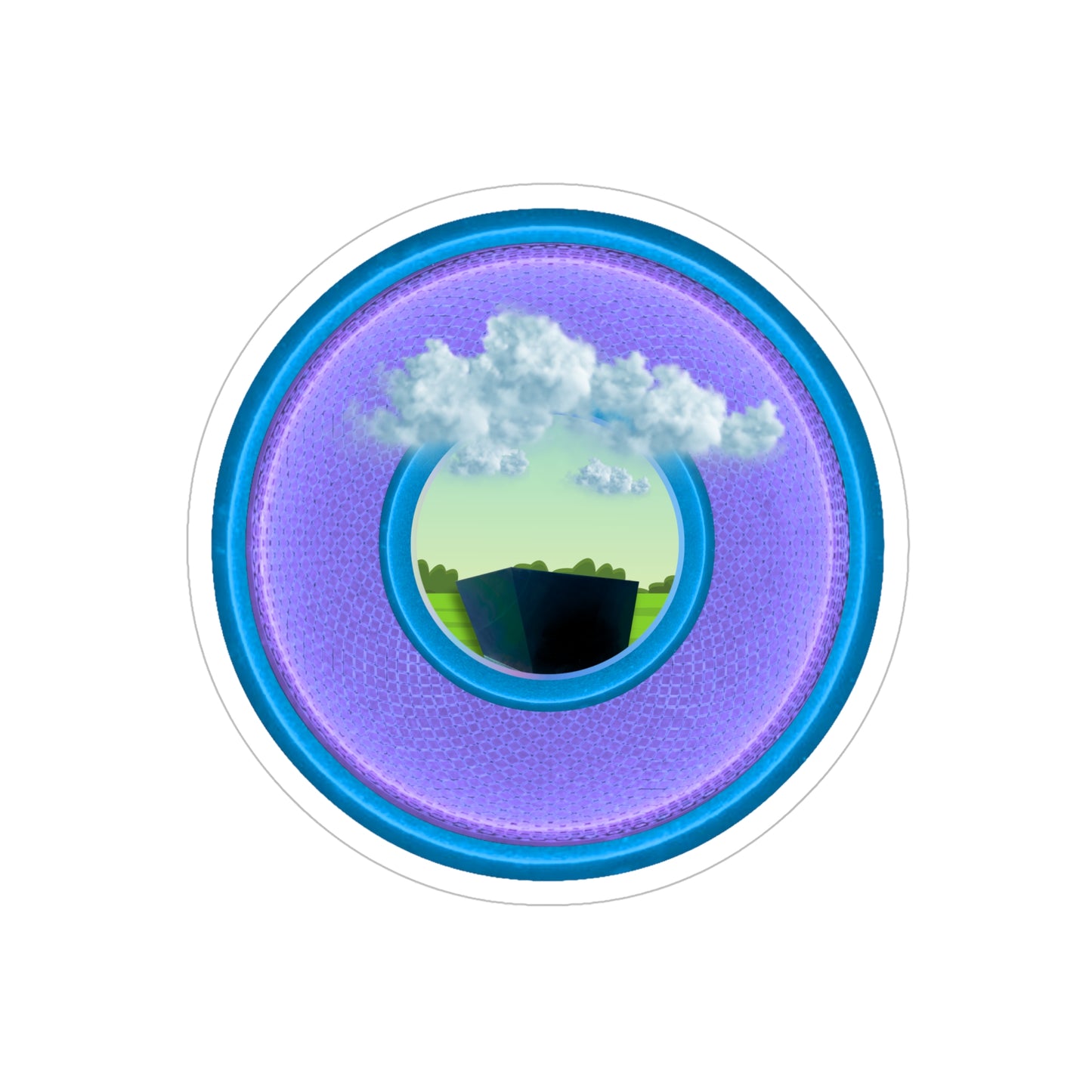 Donut Bumper/Outdoor Sticker - "Got Rhombus?" - series 1.0 - variant 4 - purple/blue donut - [Die-Cut] 6"x 6"