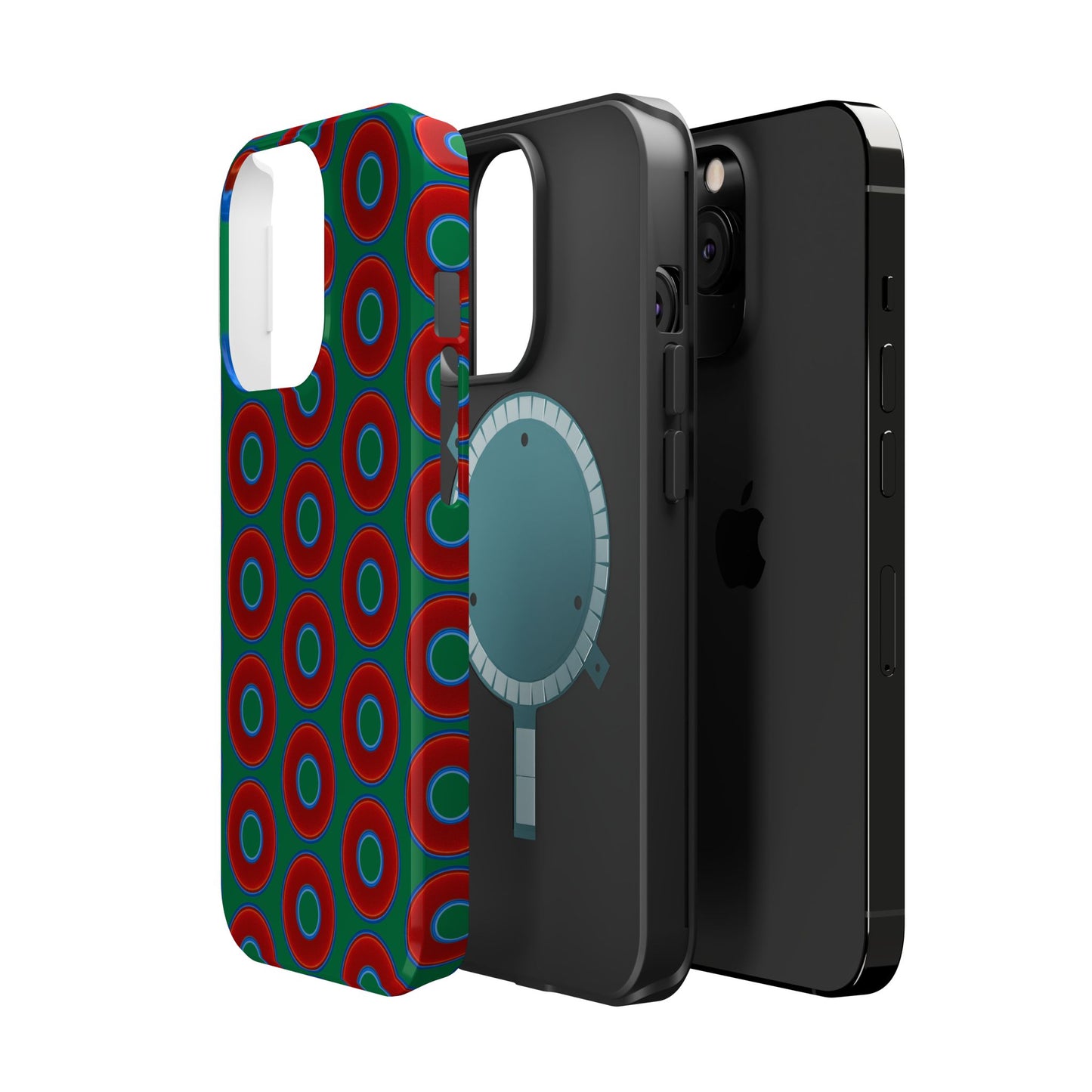 Magnetic Tough Donut Case - red vivid donut print w/green background