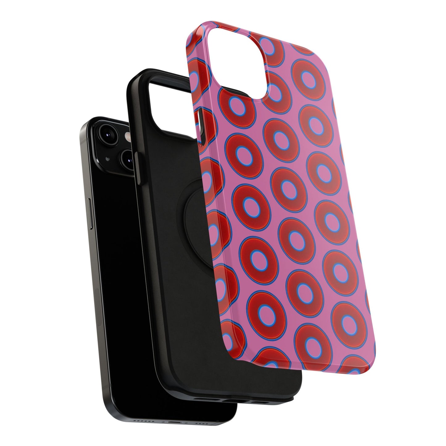 Impact-Resistant Lumpy Donut Case - red vivid donut print w/pink background