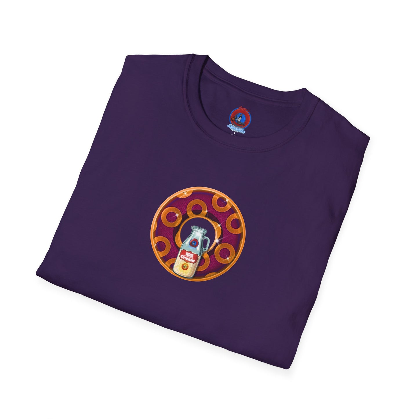 Classic Donut Tee - Unisex Soft-Style - "Princely Wooked Cream - YEMSG Donut " - burgundy/orange rustic paradox donut - variant 1