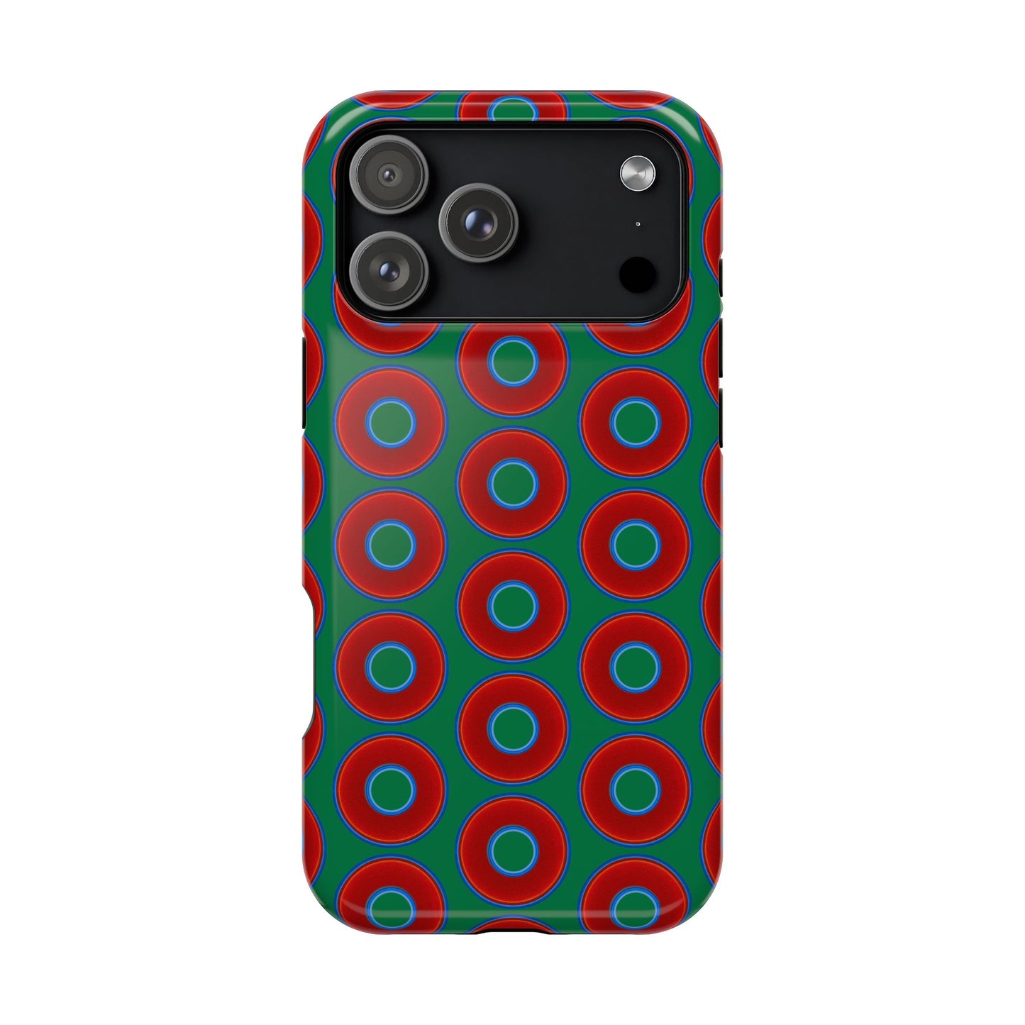 Magnetic Tough Donut Case - red vivid donut print w/green background