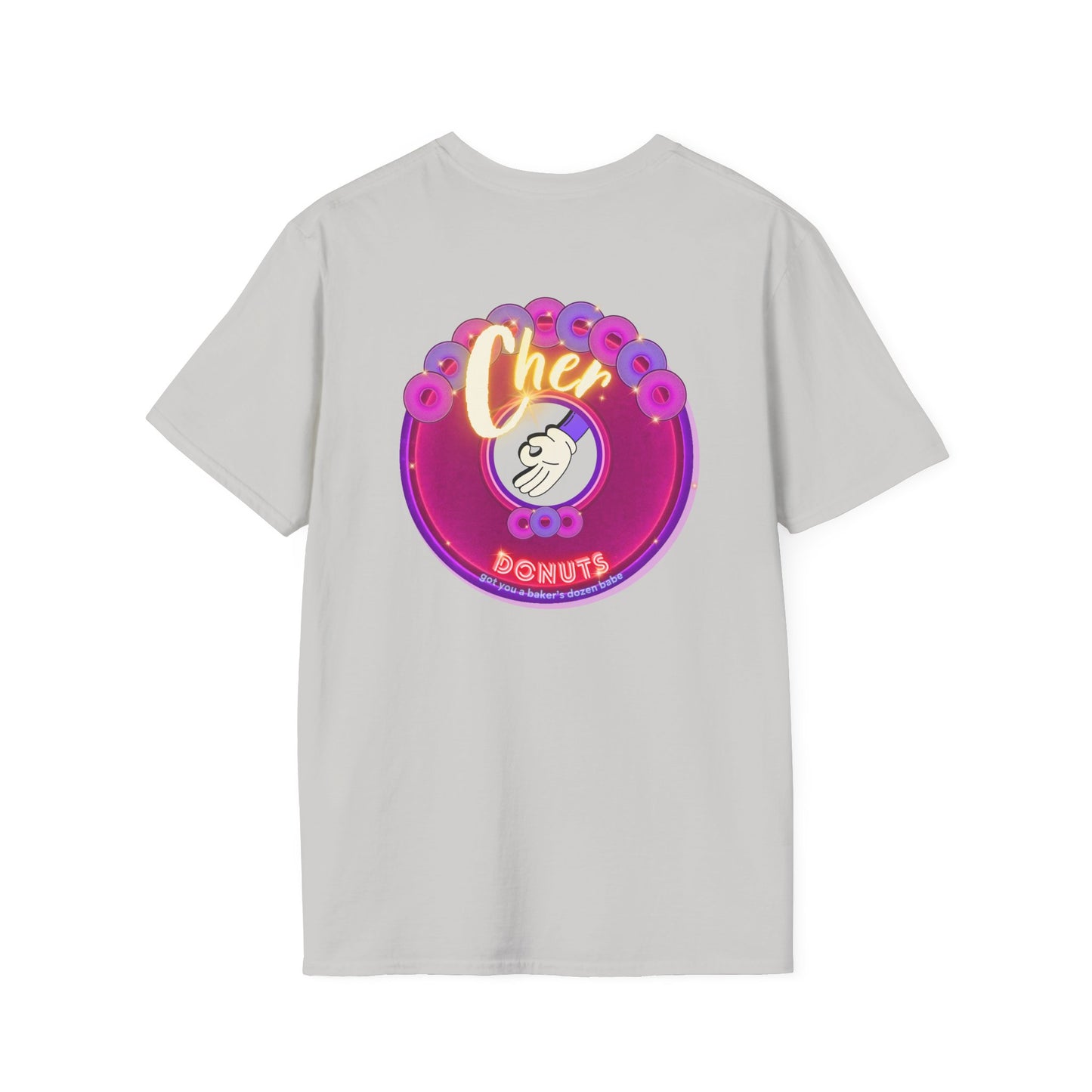 Classic Donut Tee - Unisex Soft-Style - "Cher-ing is Caring" - series 1.0  - variant 2 - magenta donut - [*charitable donut]