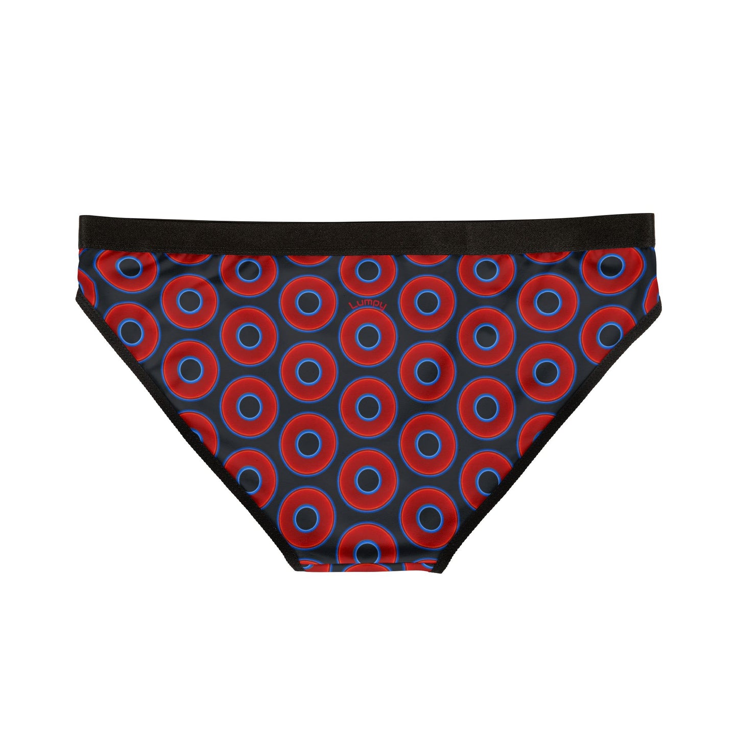 Lumpy Donut Underwear - vivid red donut print w/blue charcoal background