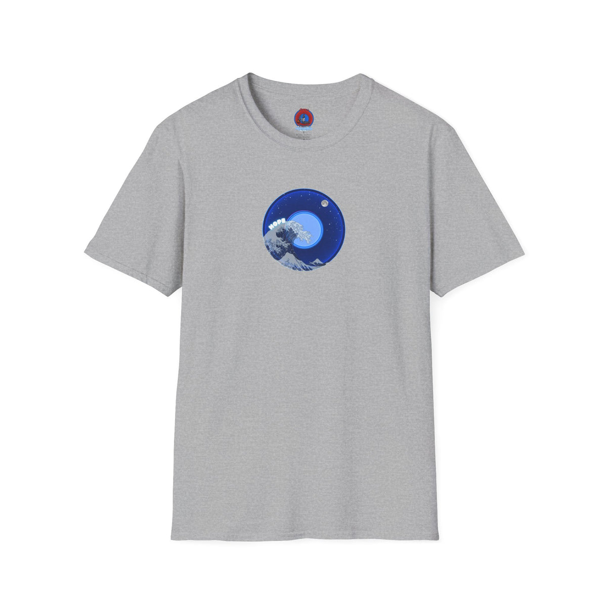 Classic Donut Tee - Unisex Soft-Style - "The Hopeful Waving Donut" - vivid blue donut - variant 1