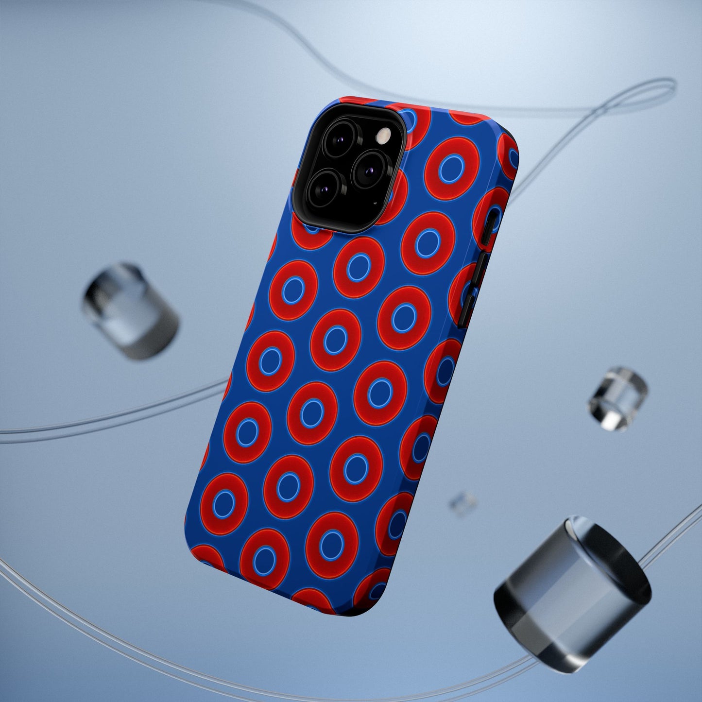 Impact-Resistant Lumpy Donut Case - red vivid donut print w/dark blue background