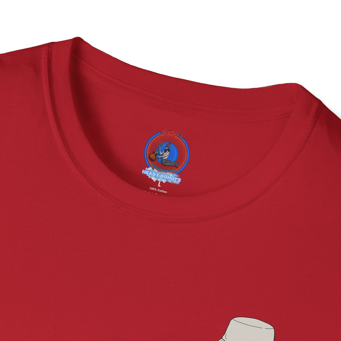Classic Donut Tee - Unisex Soft-Style - "Gonzo Donut - Fear and Loathing in Gamehendge" - vivid red donut