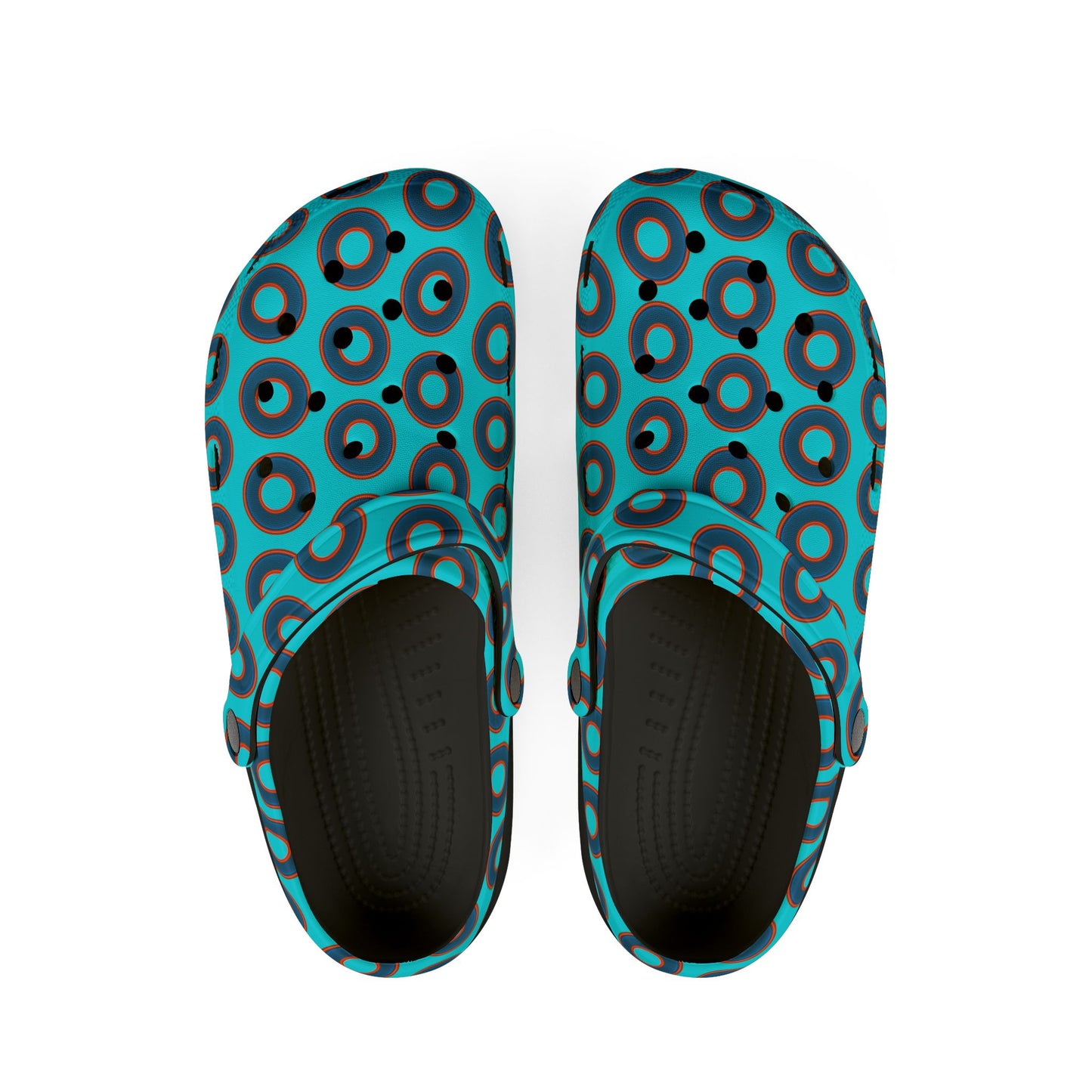 Spatchcocks - donut slip-on shoes - blue rustic donuts w/electric blue background [unisex]