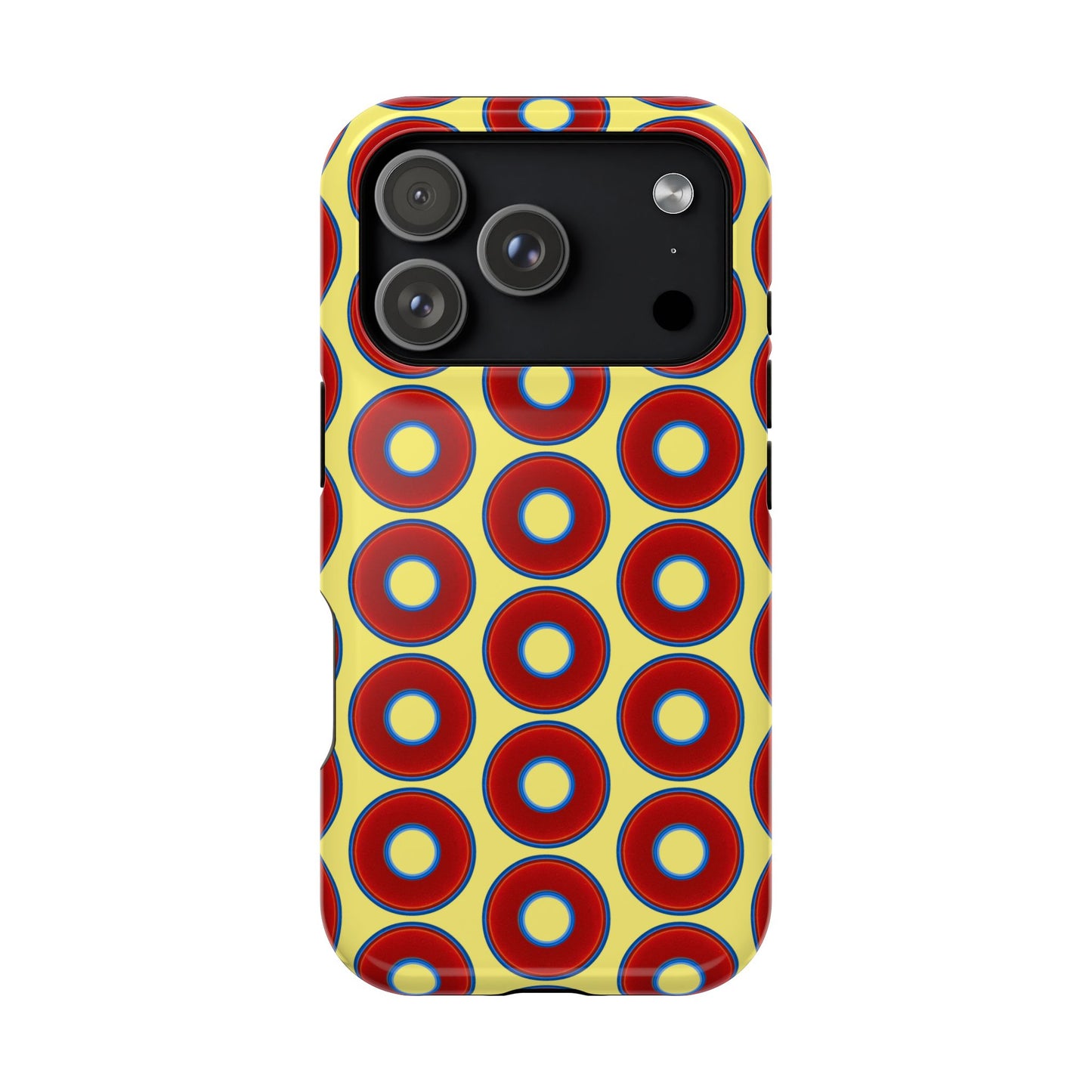 Magnetic Tough Donut Case - red vivid donut print w/yellow background