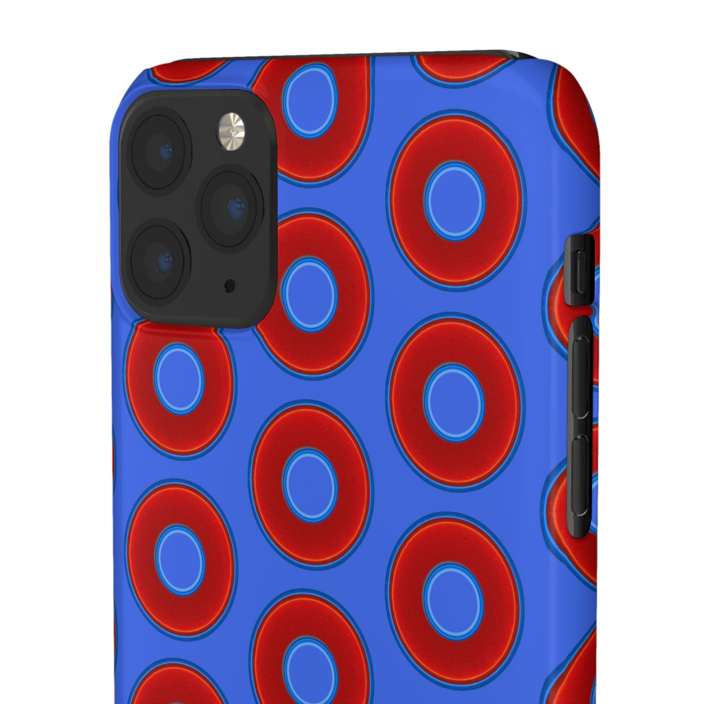 Lumpy Donut Snap Case - red vivid donut print w/royal blue background