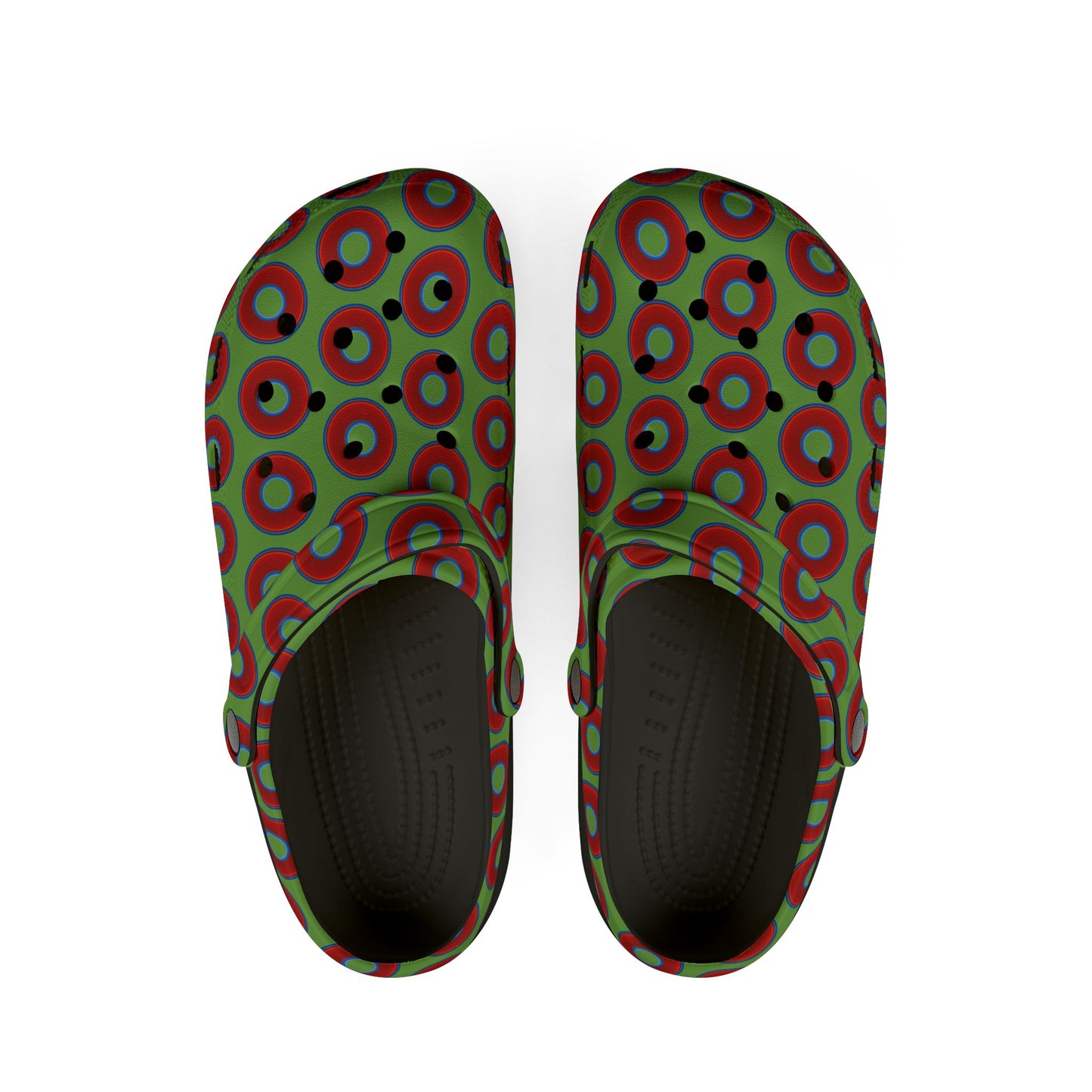 Spatchcocks - donut slip-on shoes - vivid red donuts w/light green background [unisex]